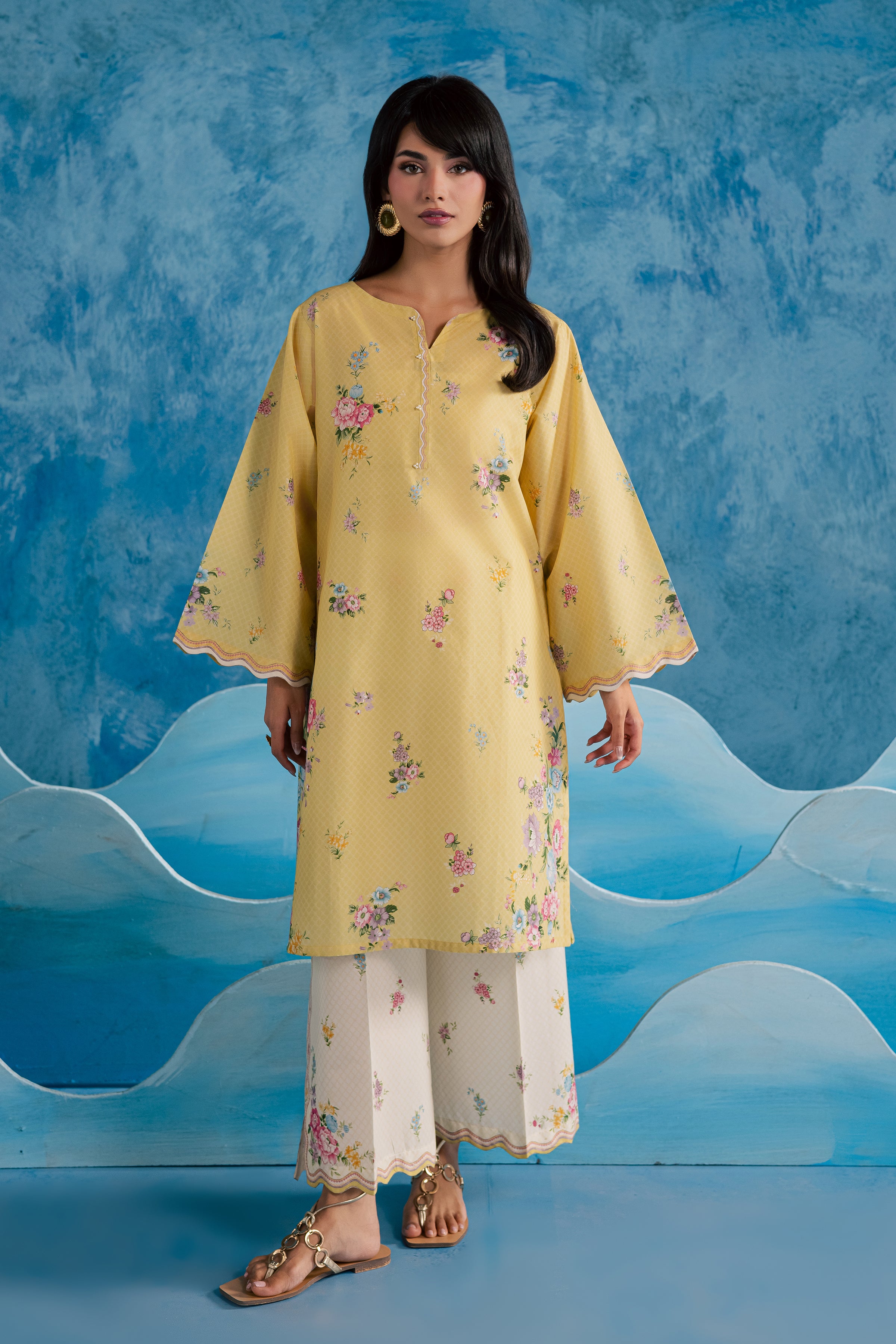  Lime floret 2Pc - Printed Lawn Dress BATIKSS26  BATIK   XS / Yellow / Lawn-S / Yellow / Lawn-M / Yellow / Lawn-L / Yellow / Lawn-XL / Yellow / Lawn