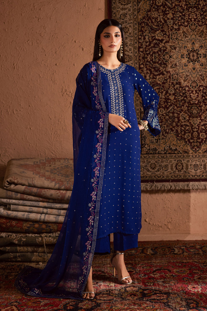  Luna Luxe 3Pc- Festive Luxe Pret BATIKSTUDIO2025  BATIK   S / Ink Blue / Georgette-M / Ink Blue / Georgette-L / Ink Blue / Georgette