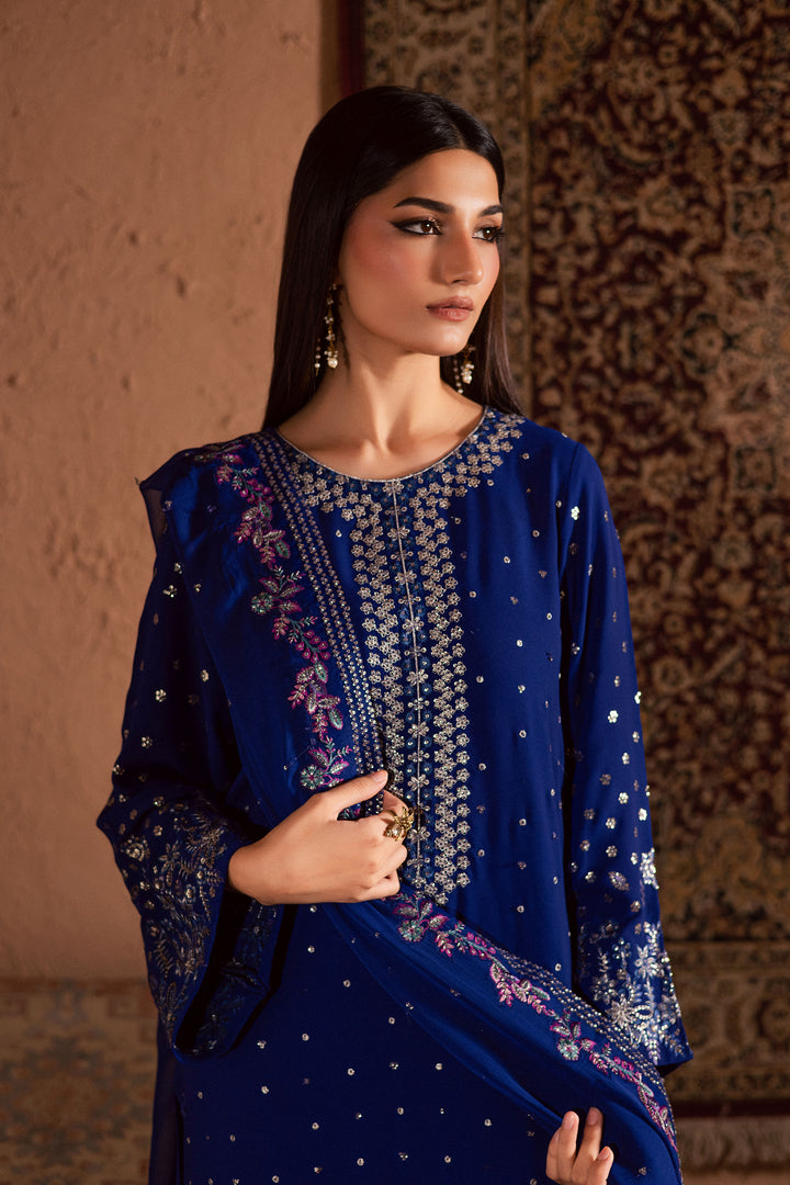  Luna Luxe 3Pc- Festive Luxe Pret BATIKSTUDIO2025  BATIK   S / Ink Blue / Georgette-M / Ink Blue / Georgette-L / Ink Blue / Georgette
