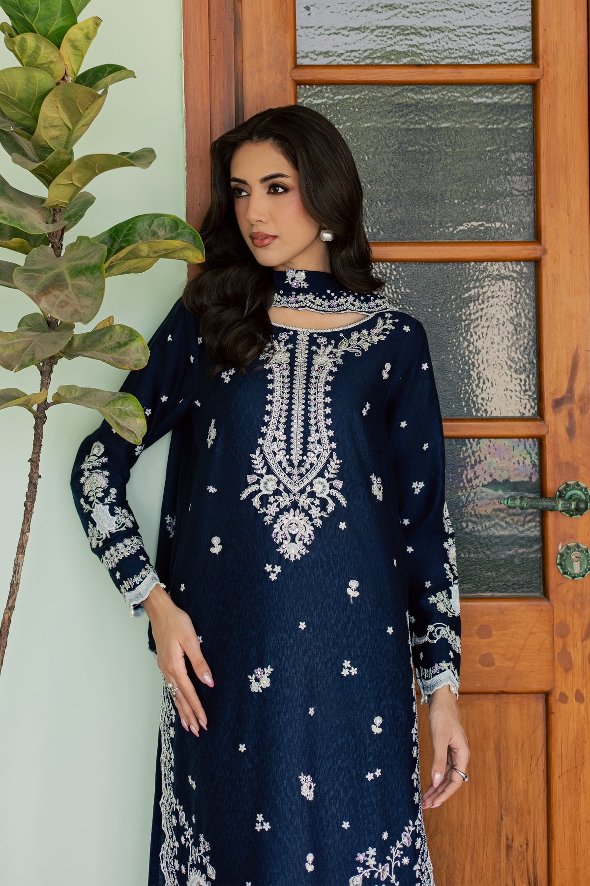 Maahe 3Pc - Embroidered Karandi Pret PRETKARANDI2026  BATIK   XS / Midnight Blue / Karandi