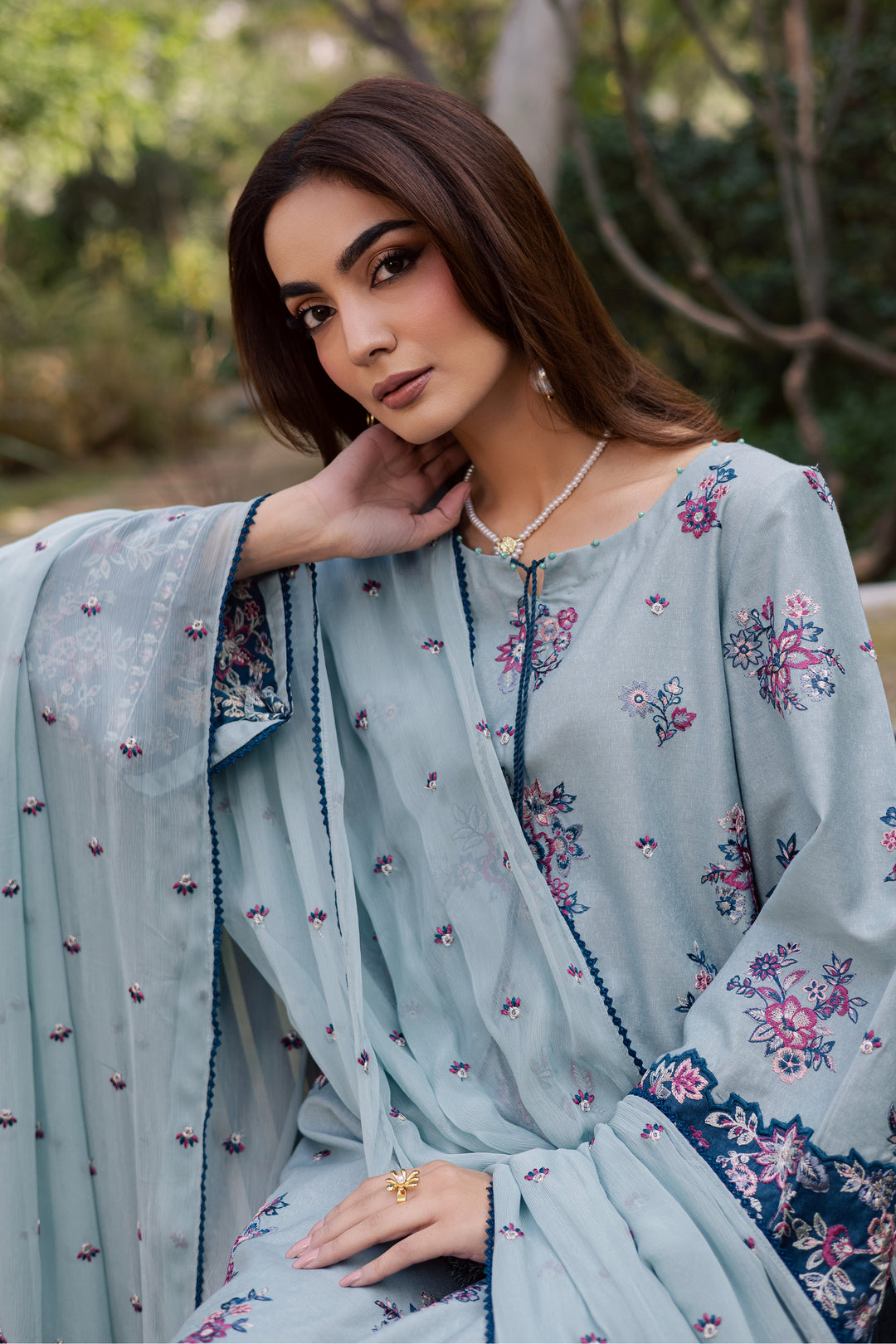  Madden 3Pc - Embroidered Festive Pret BATIK WINTER PRET 2025  BATIK   XS / Ice Blue / Textured Cotton-S / Ice Blue / Textured Cotton-M / Ice Blue / Textured Cotton-L / Ice Blue / Textured Cotton-XL / Ice Blue / Textured Cotton