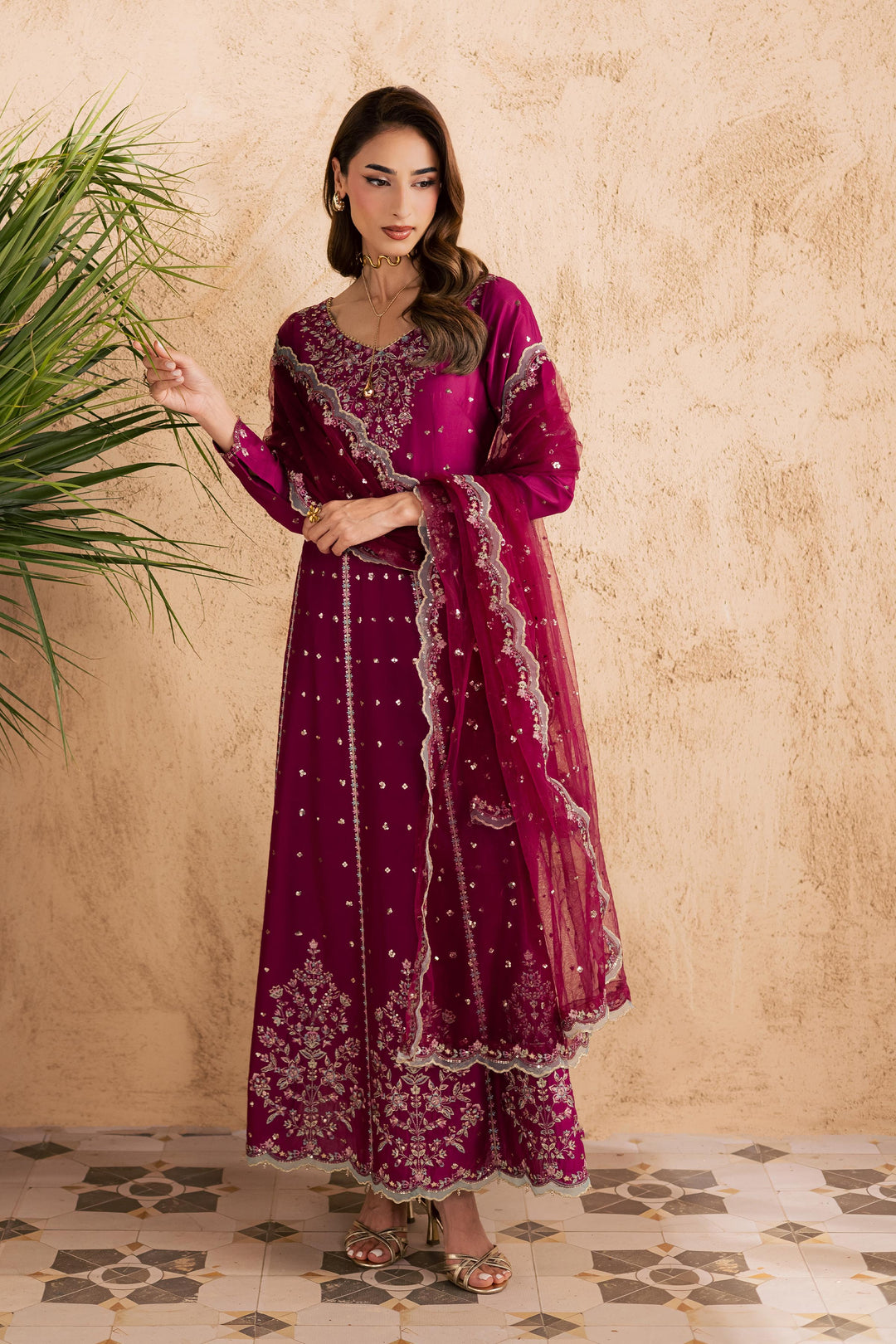  Magenta Blue 3Pc - Embroidered Festive Pret BATIKSS26  BATIK   XS / Magenta / Pima Lawn-S / Magenta / Pima Lawn-M / Magenta / Pima Lawn-L / Magenta / Pima Lawn-XL / Magenta / Pima Lawn