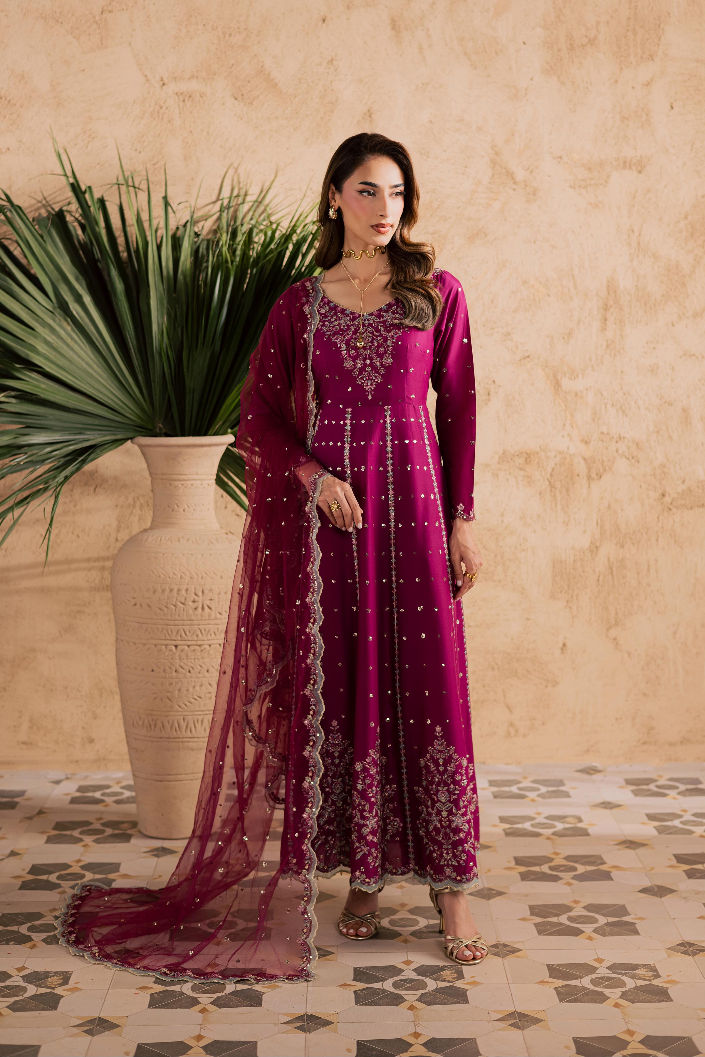  Magenta Blue 3Pc - Embroidered Festive Pret BATIKSS26  BATIK   XS / Magenta / Pima Lawn-S / Magenta / Pima Lawn-M / Magenta / Pima Lawn-L / Magenta / Pima Lawn-XL / Magenta / Pima Lawn