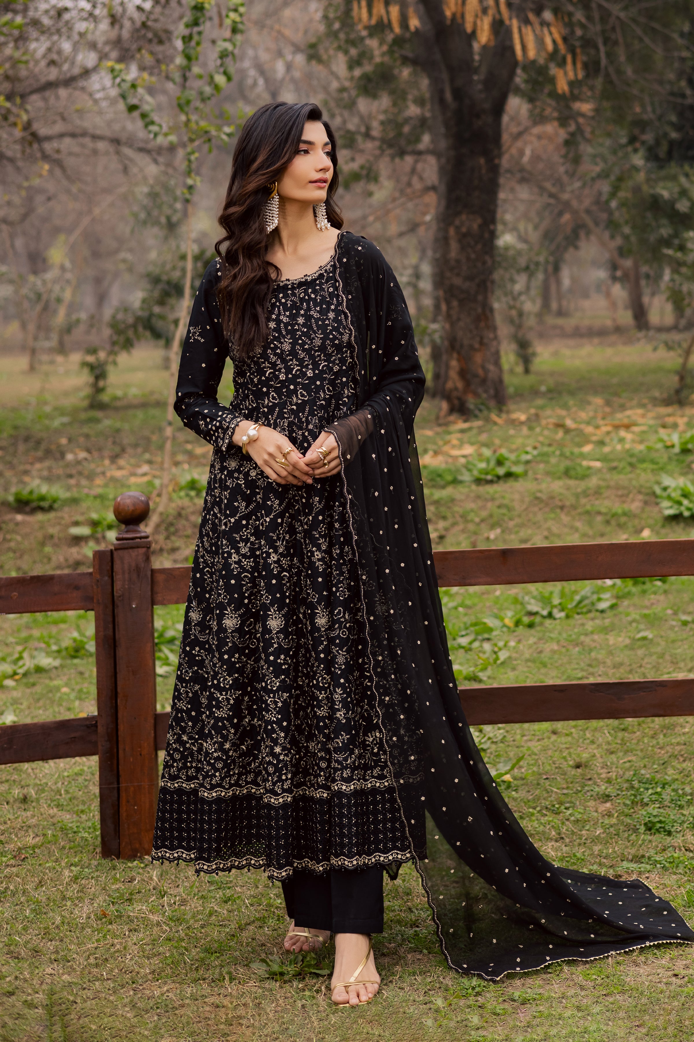  Mah e Nur 3Pc - Festive Embroidered Lawn BATIKEID2026  BATIK   XS / Black / Pima Lawn-S / Black / Pima Lawn-M / Black / Pima Lawn-L / Black / Pima Lawn-XL / Black / Pima Lawn
