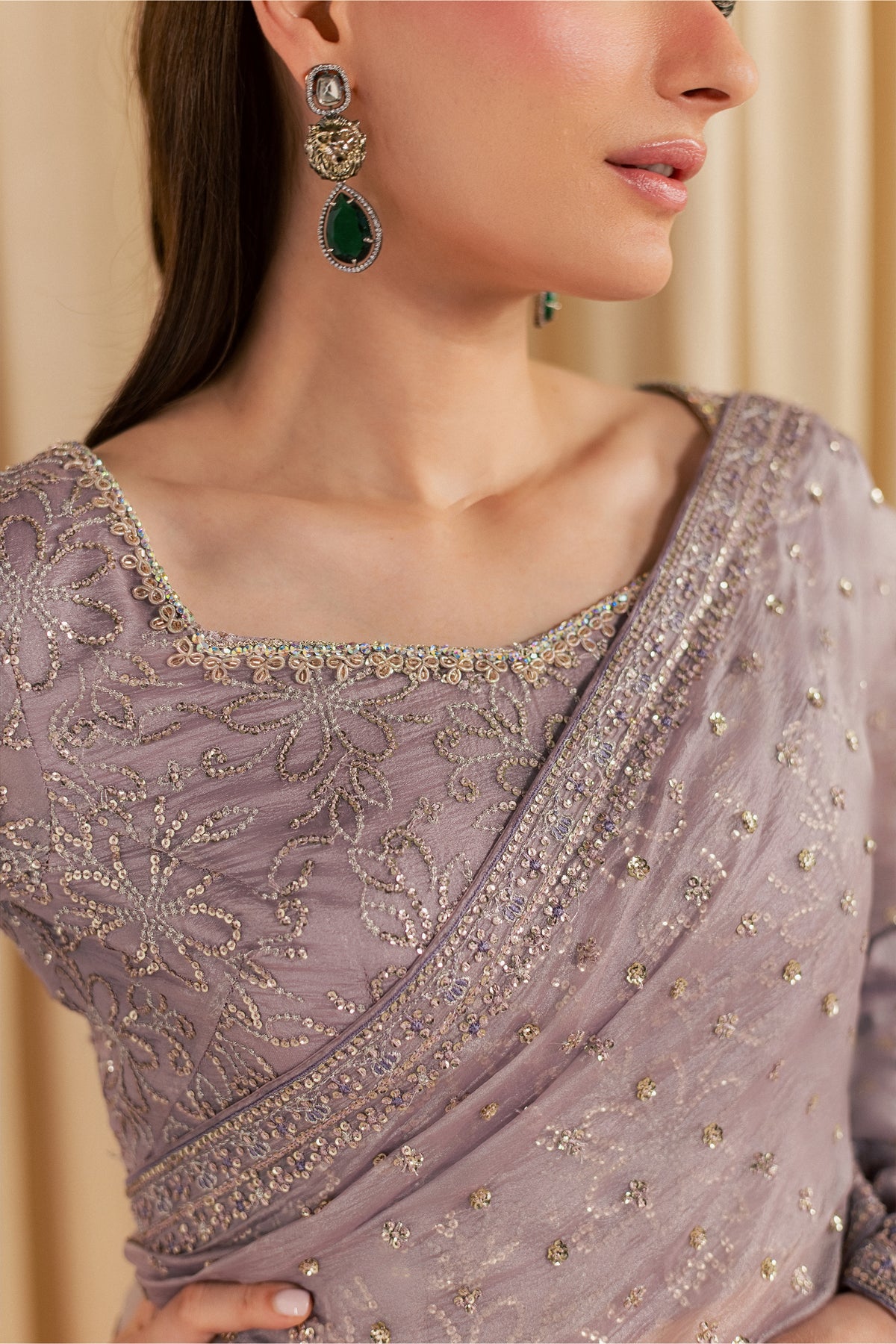 Mahim 3Pc - Festive Luxe Pret STUDIOLUXEAUG26  BATIK   S / Lilac / Tissue Silk
