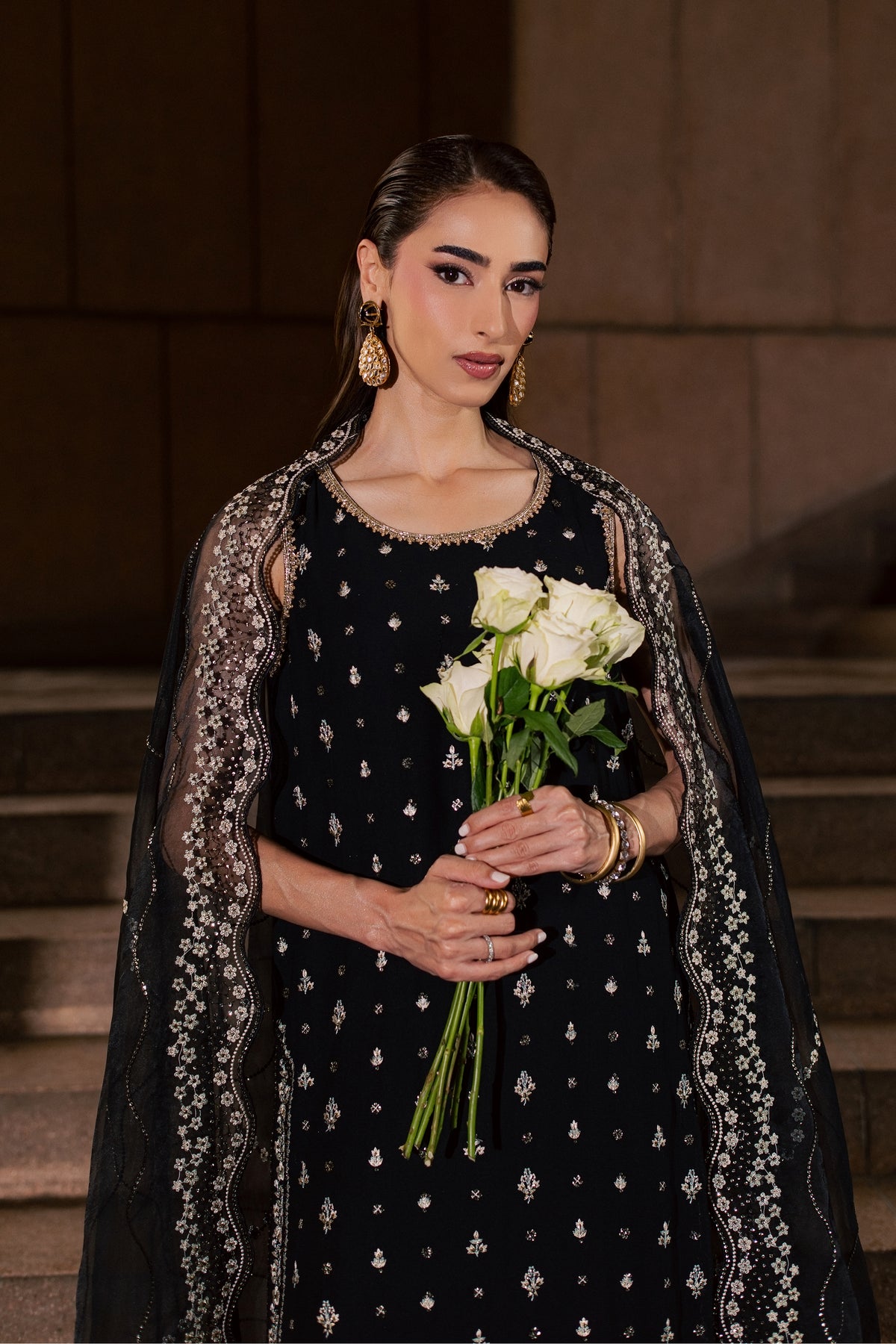 Mahyaar 3Pc - Festive Luxe Pret BATIKLUXESEP26  BATIK   XS / Black / Crepe Chiffon