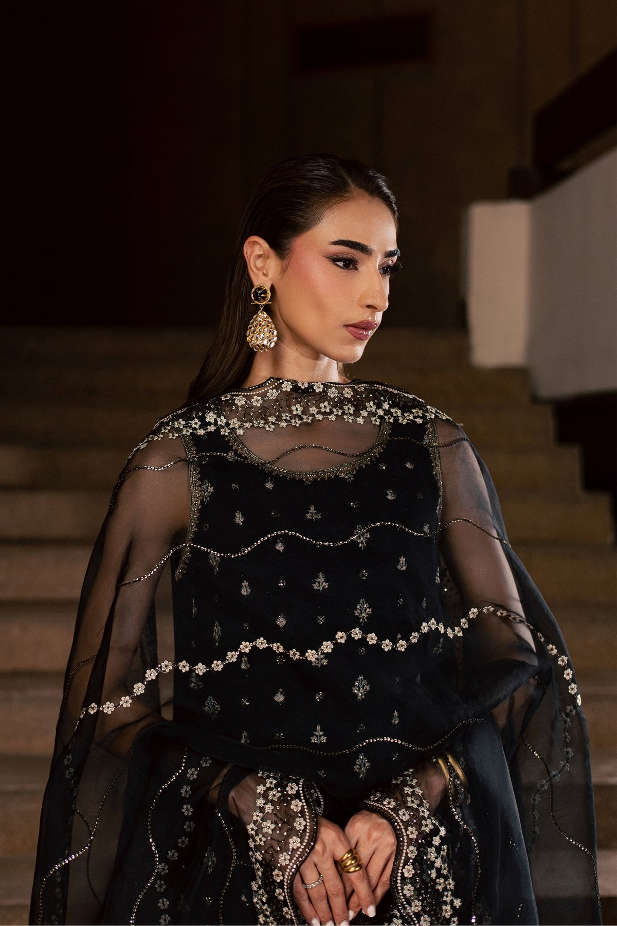 Mahyaar 3Pc - Festive Luxe Pret BATIKLUXESEP26  BATIK   XS / Black / Crepe Chiffon