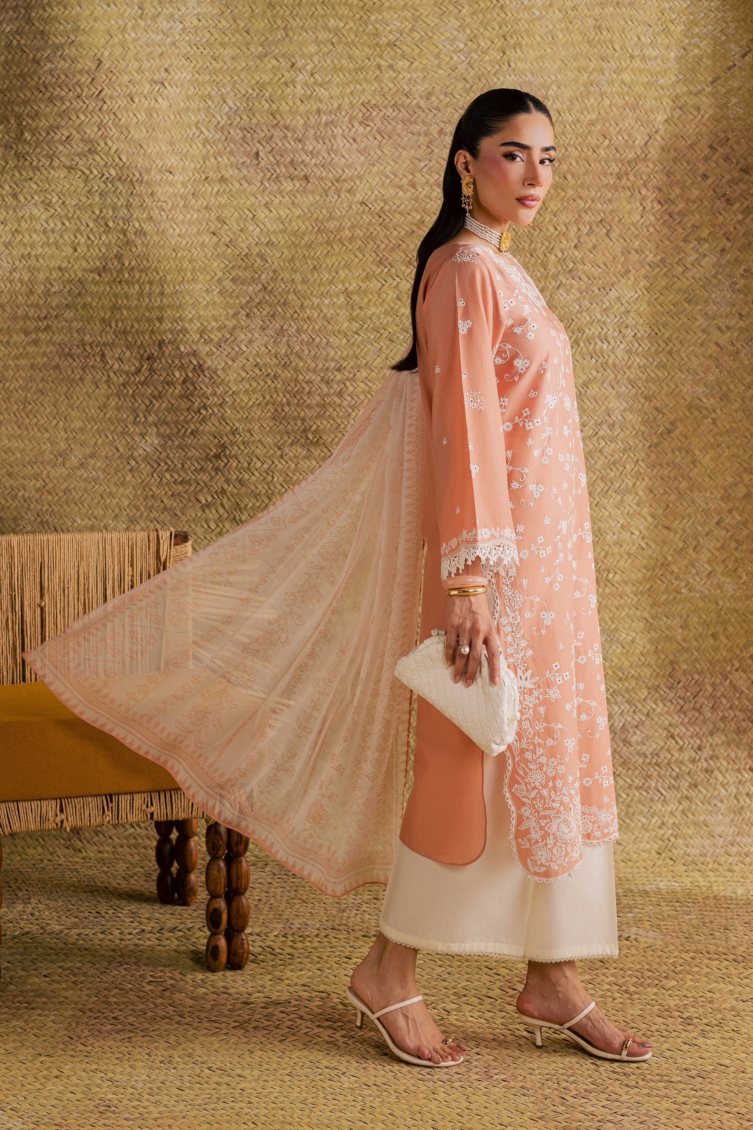  Maiza 3Pc - Festive Eid Pret BATIKSS26  BATIK   XS / Peach / Pima Lawn-S / Peach / Pima Lawn-M / Peach / Pima Lawn-L / Peach / Pima Lawn-XL / Peach / Pima Lawn