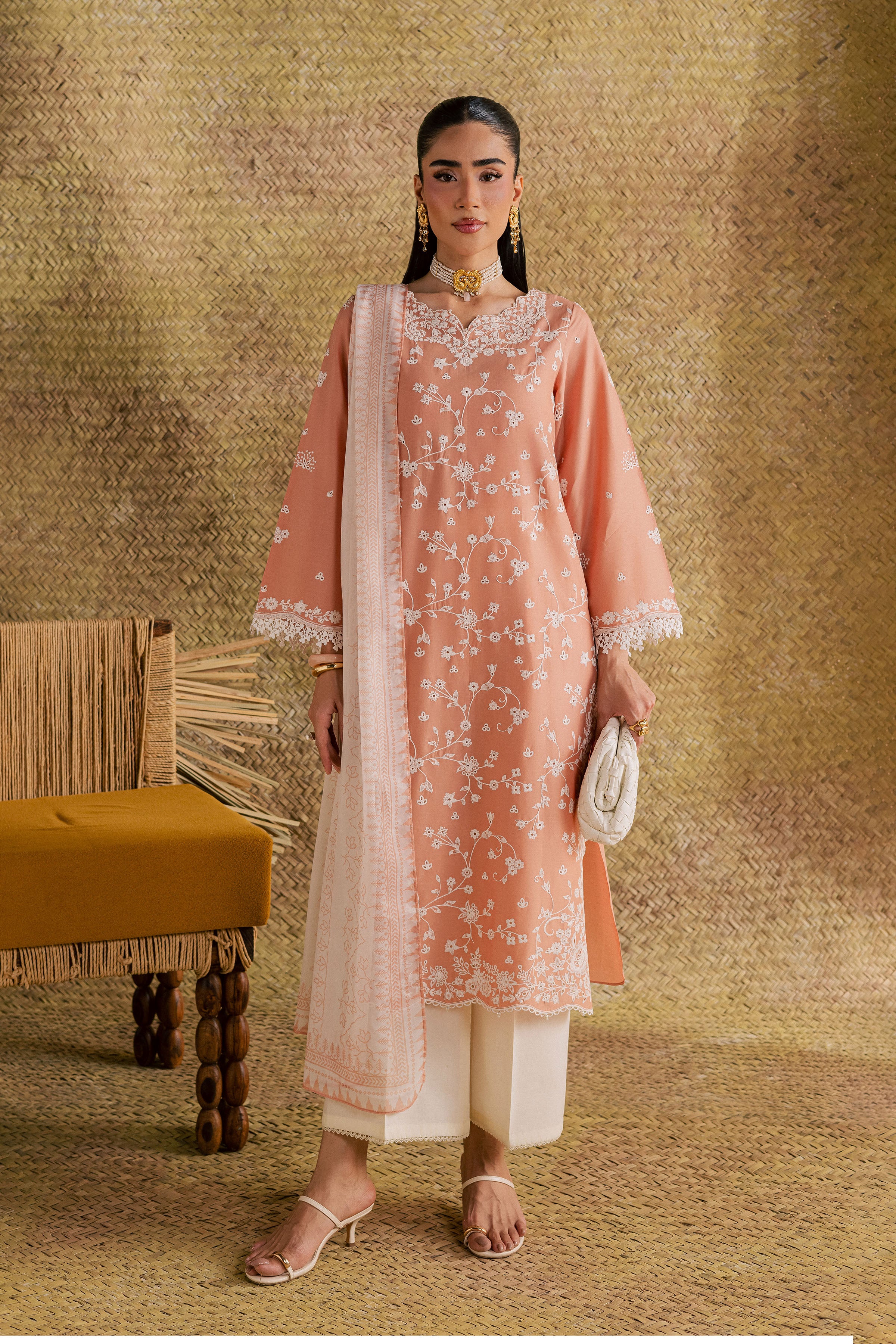  Maiza 3Pc - Festive Eid Pret BATIKSS26  BATIK   XS / Peach / Pima Lawn-S / Peach / Pima Lawn-M / Peach / Pima Lawn-L / Peach / Pima Lawn-XL / Peach / Pima Lawn