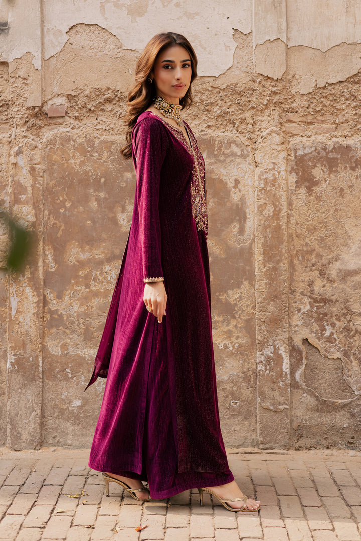  Maroon Aylin 3Pc - Velvet Formal Dress BATIKstudio  BATIK   S / Maroon / Velvet-M / Maroon / Velvet-L / Maroon / Velvet