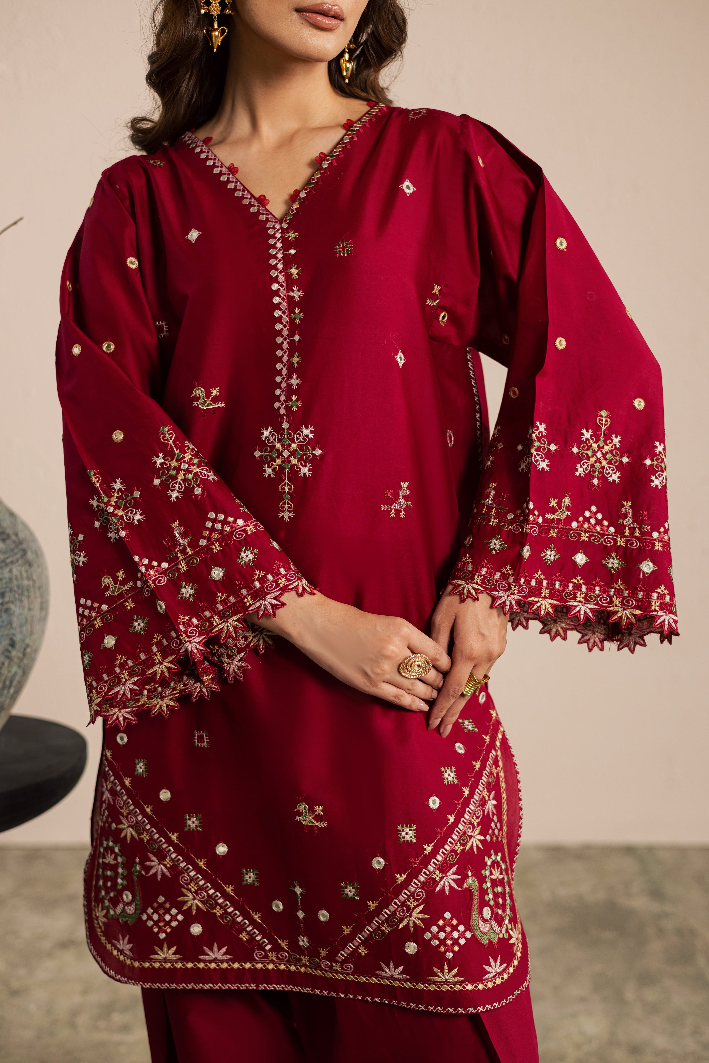  Maroon Santro 2Pc - Embroidered Lawn Dress EverydayEdit26  BATIK   XS / Tibetan Red / Pima Lawn-S / Tibetan Red / Pima Lawn-M / Tibetan Red / Pima Lawn-L / Tibetan Red / Pima Lawn-XL / Tibetan Red / Pima Lawn