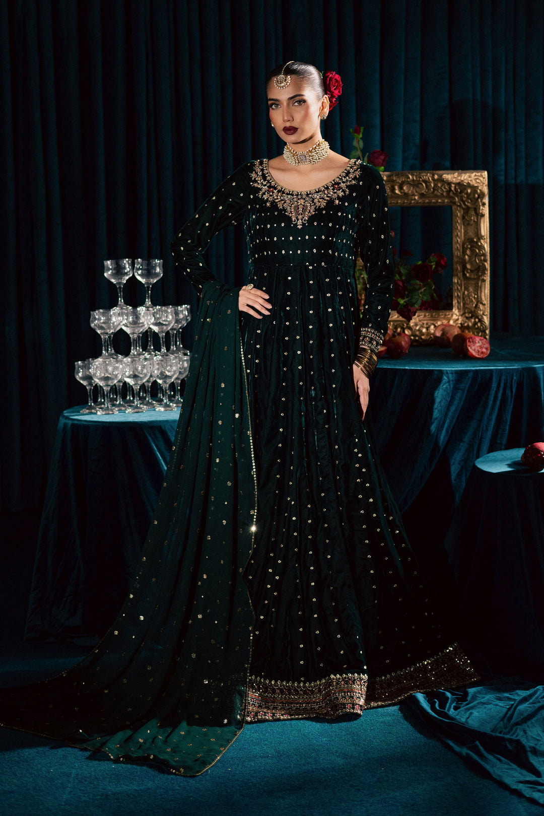  Masoori 3Pc - Velvet Formal Dress BATIKstudio  BATIK   S / Teal / Velvet-M / Teal / Velvet-L / Teal / Velvet