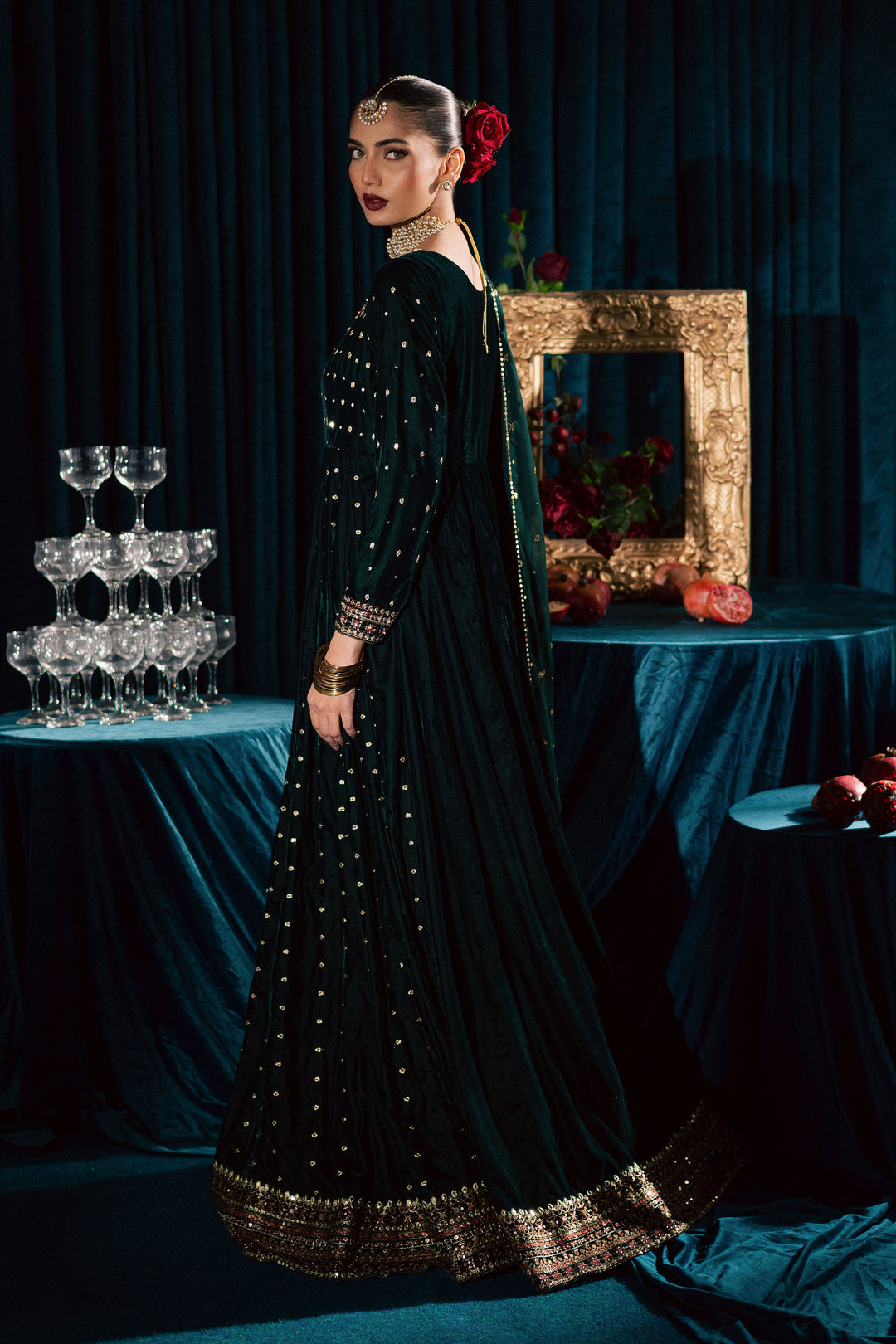  Masoori 3Pc - Velvet Formal Dress BATIKstudio  BATIK   S / Teal / Velvet-M / Teal / Velvet-L / Teal / Velvet