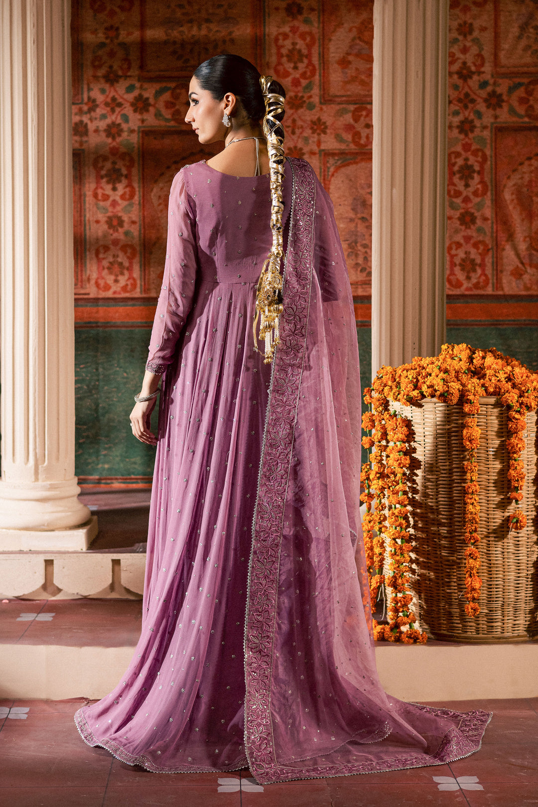  Mauve Muse 3Pc - Chiffon Wedding Frock BATIKLuxePRET2025  BATIK   S / Mauve / Chiffon & Raw Silk-M / Mauve / Chiffon & Raw Silk-L / Mauve / Chiffon & Raw Silk