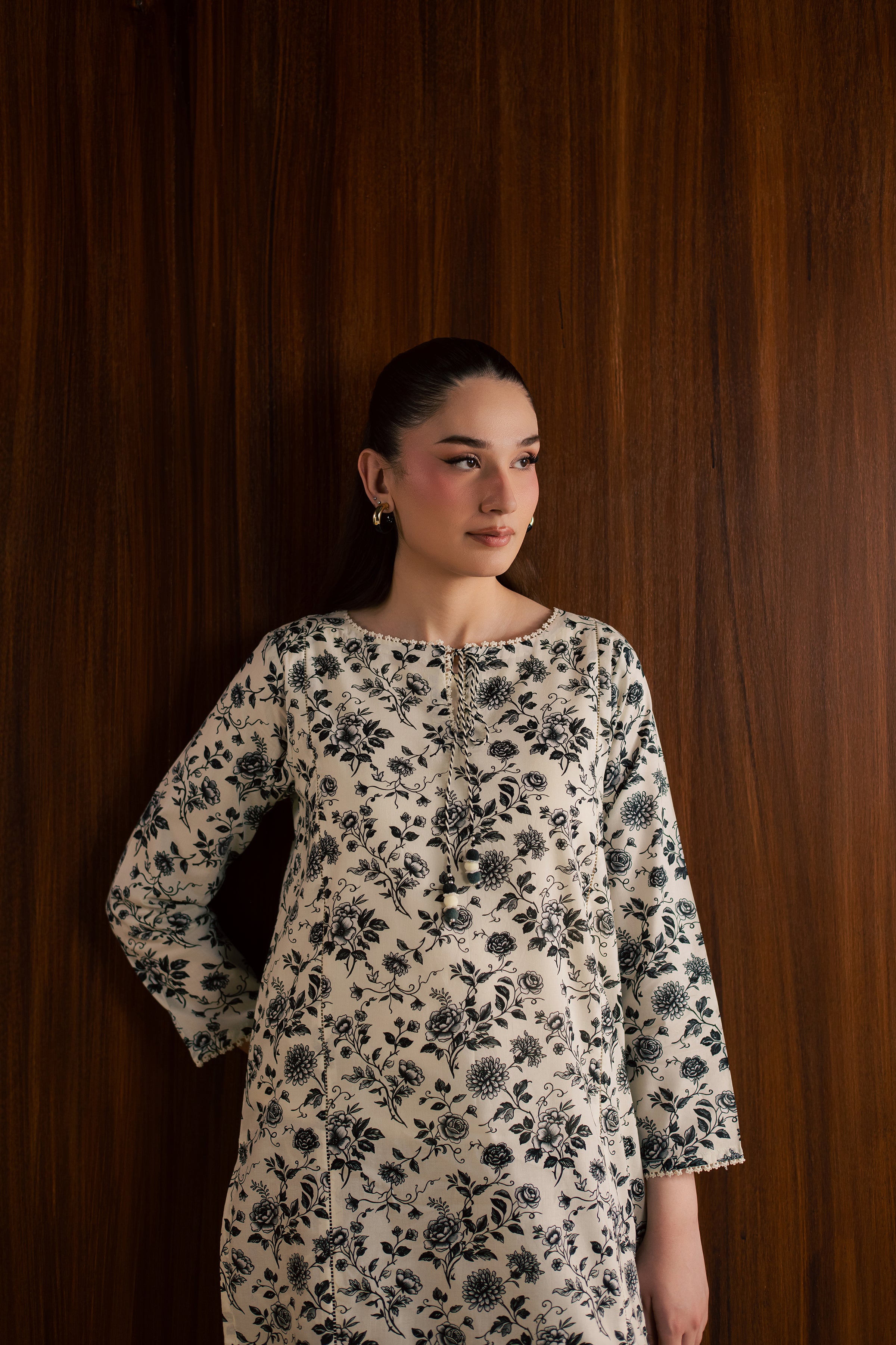  Maxton and Crocus 2Pc - Printed Lawn Dress BATIKSS26  BATIK   XS / White and Black / Lawn-S / White and Black / Lawn-M / White and Black / Lawn-L / White and Black / Lawn-XL / White and Black / Lawn