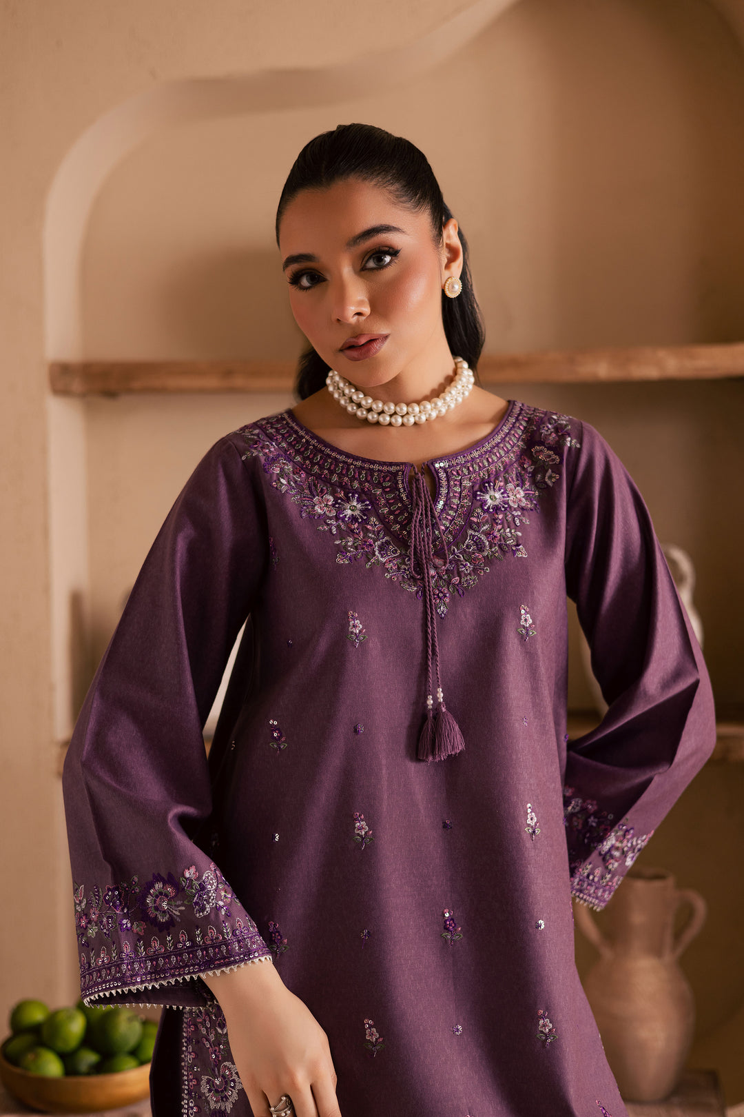  Meenah 2Pc - Embroidered Karandi Dress BATIK WINTER PRET 2025  BATIK   XS / Mauve / Karandi-S / Mauve / Karandi-M / Mauve / Karandi-L / Mauve / Karandi-XL / Mauve / Karandi