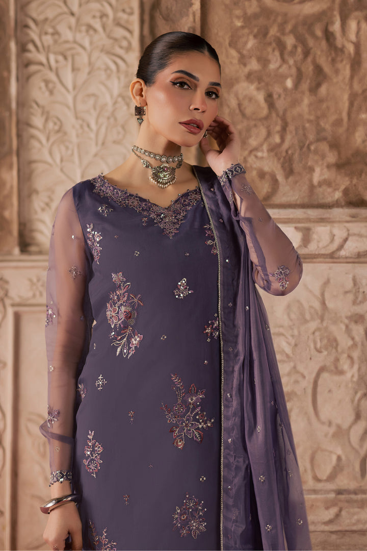  Meesha 3Pc - Festive Luxe Pret BATIKLuxePRET  BATIK   XS / Dusty Purple / Organza-S / Dusty Purple / Organza-M / Dusty Purple / Organza-L / Dusty Purple / Organza-XL / Dusty Purple / Organza