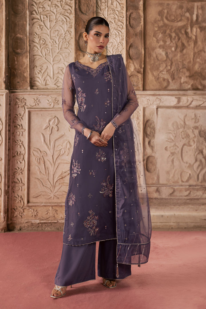  Meesha 3Pc - Festive Luxe Pret BATIKLuxePRET  BATIK   XS / Dusty Purple / Organza-S / Dusty Purple / Organza-M / Dusty Purple / Organza-L / Dusty Purple / Organza-XL / Dusty Purple / Organza