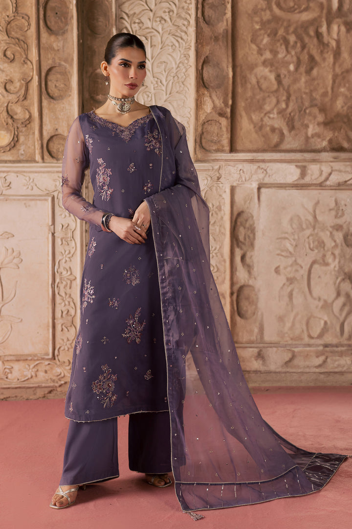 Meesha 3Pc - Festive Luxe Pret BATIKLuxePRET  BATIK   XS / Dusty Purple / Organza-S / Dusty Purple / Organza-M / Dusty Purple / Organza-L / Dusty Purple / Organza-XL / Dusty Purple / Organza