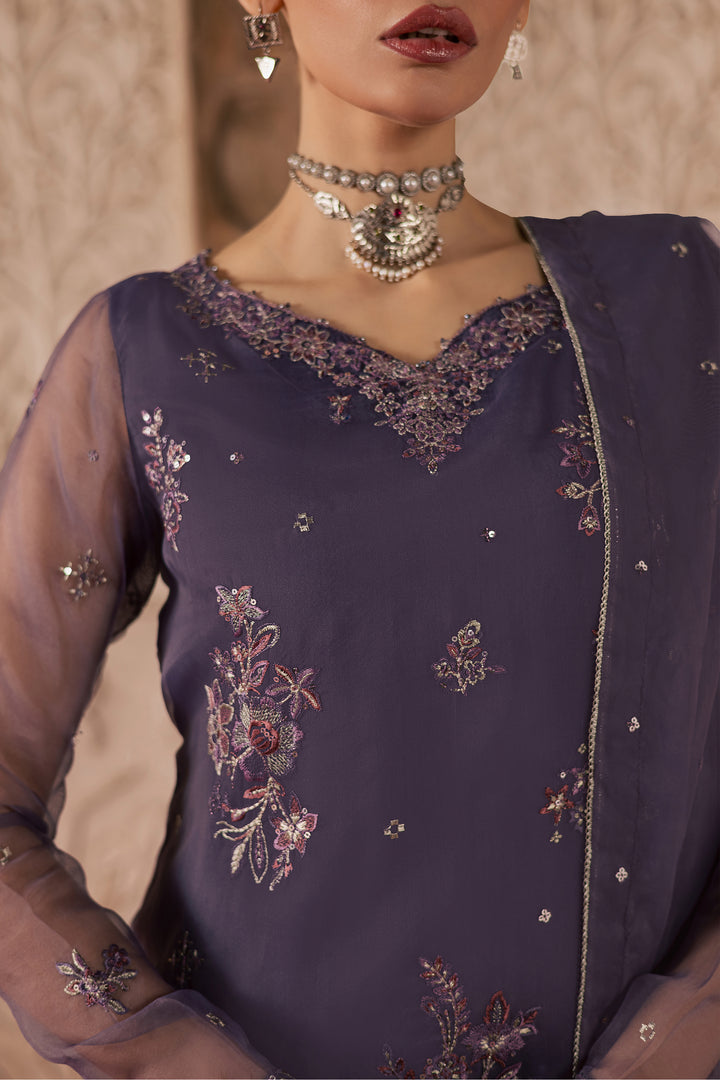  Meesha 3Pc - Festive Luxe Pret BATIKLuxePRET  BATIK   XS / Dusty Purple / Organza-S / Dusty Purple / Organza-M / Dusty Purple / Organza-L / Dusty Purple / Organza-XL / Dusty Purple / Organza