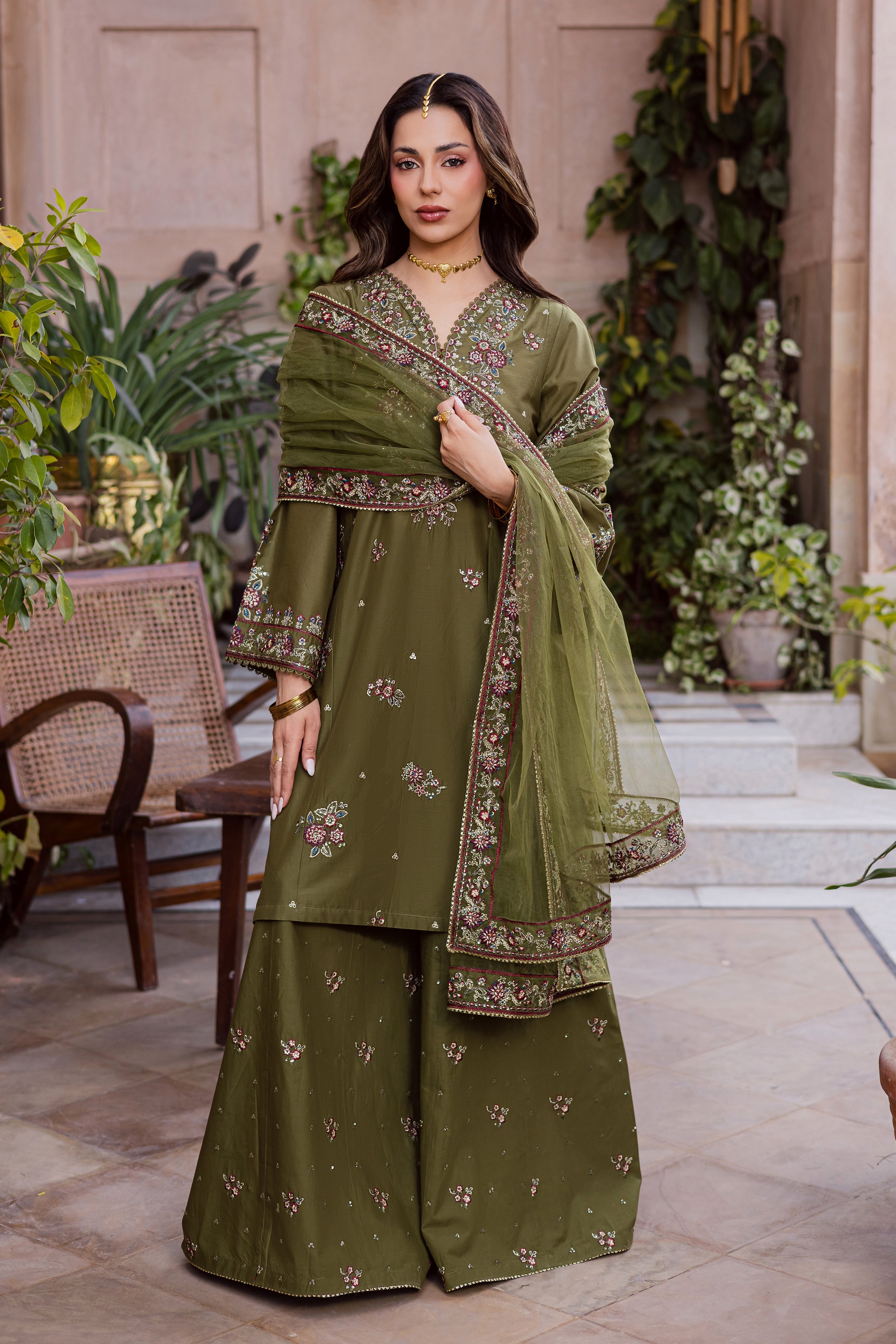  Mehlab 3Pc - Festive Embroidered Lawn BATIKEID2026  BATIK   XS / Army Green / Pima Lawn-S / Army Green / Pima Lawn-M / Army Green / Pima Lawn-L / Army Green / Pima Lawn-XL / Army Green / Pima Lawn