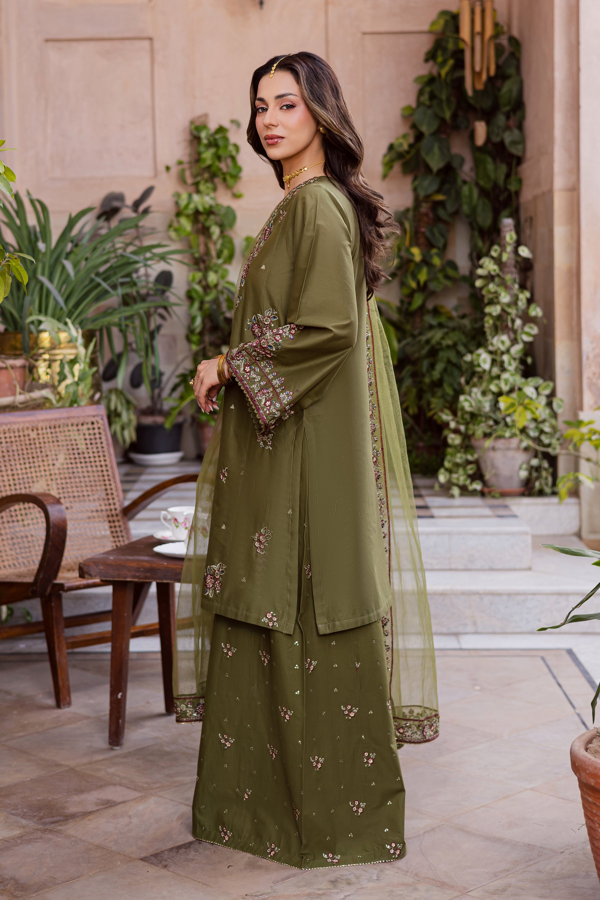 Mehlab 3Pc - Festive Embroidered Lawn BATIKEID2026  BATIK   XS / Army Green / Pima Lawn-S / Army Green / Pima Lawn-M / Army Green / Pima Lawn-L / Army Green / Pima Lawn-XL / Army Green / Pima Lawn