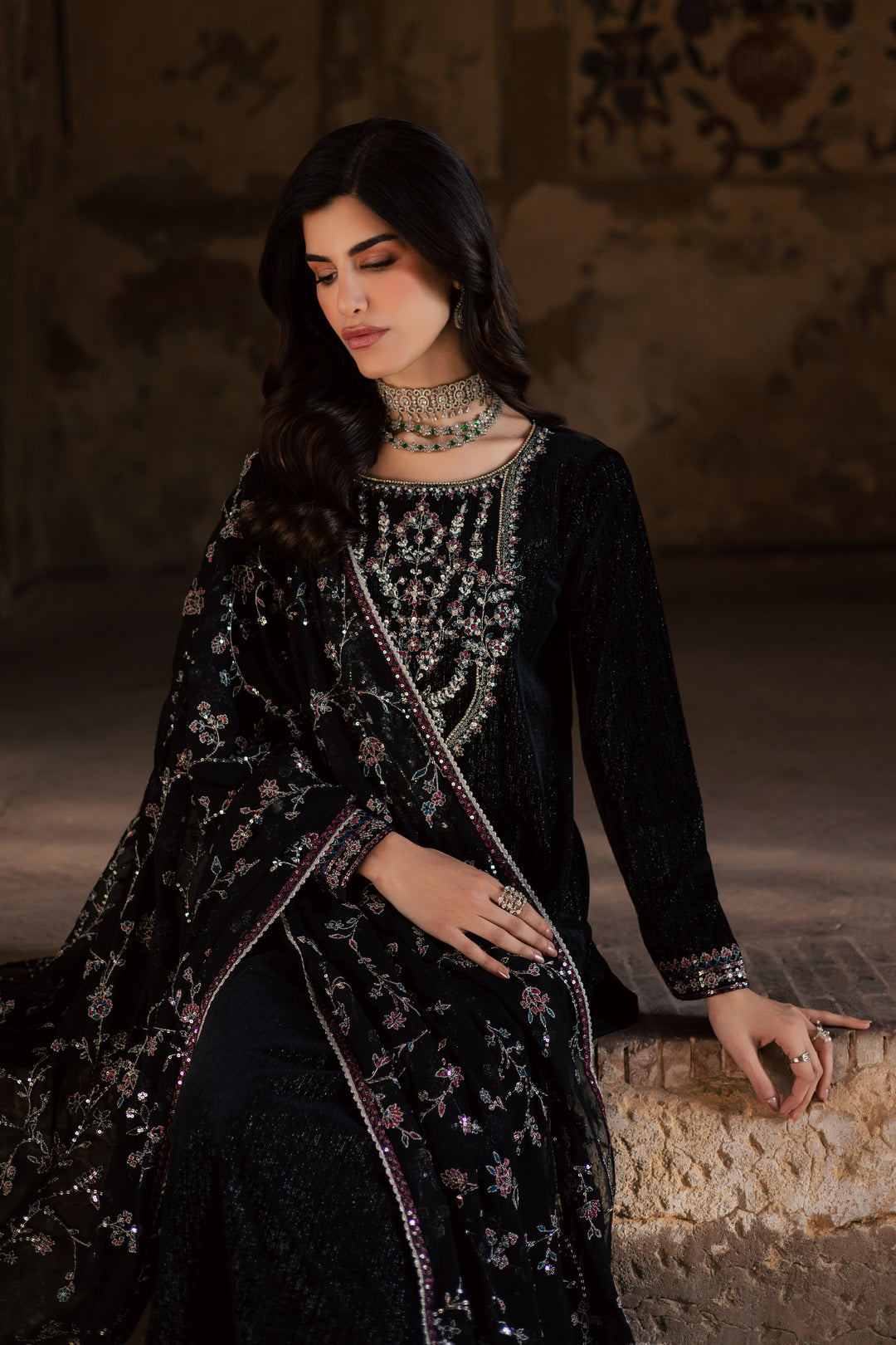  Melissa 3Pc - Velvet Formal Dress BATIKstudio  BATIK   S / Black / Velvet-M / Black / Velvet-L / Black / Velvet