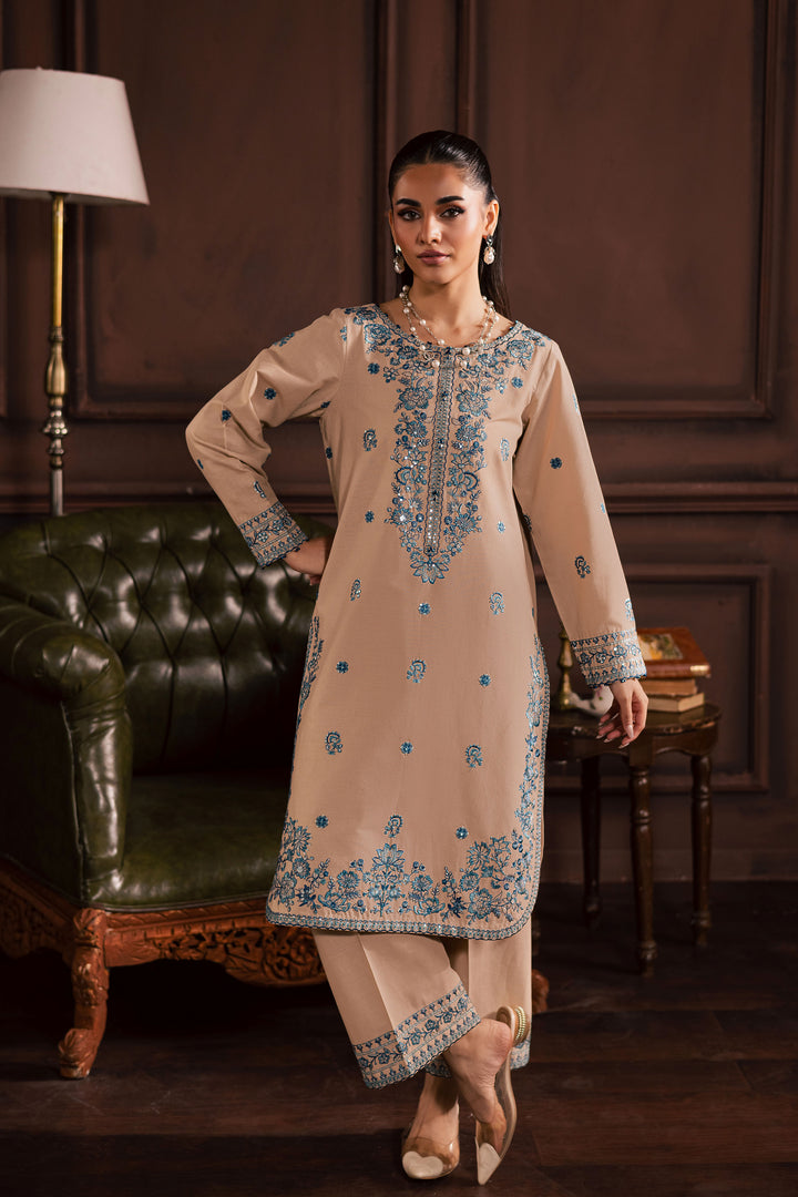  Merry 2Pc - Embroidered Khaddar Dress BATIK WINTER PRET 2025  BATIK   XS / Beige / Khaddar-S / Beige / Khaddar-M / Beige / Khaddar-L / Beige / Khaddar-XL / Beige / Khaddar