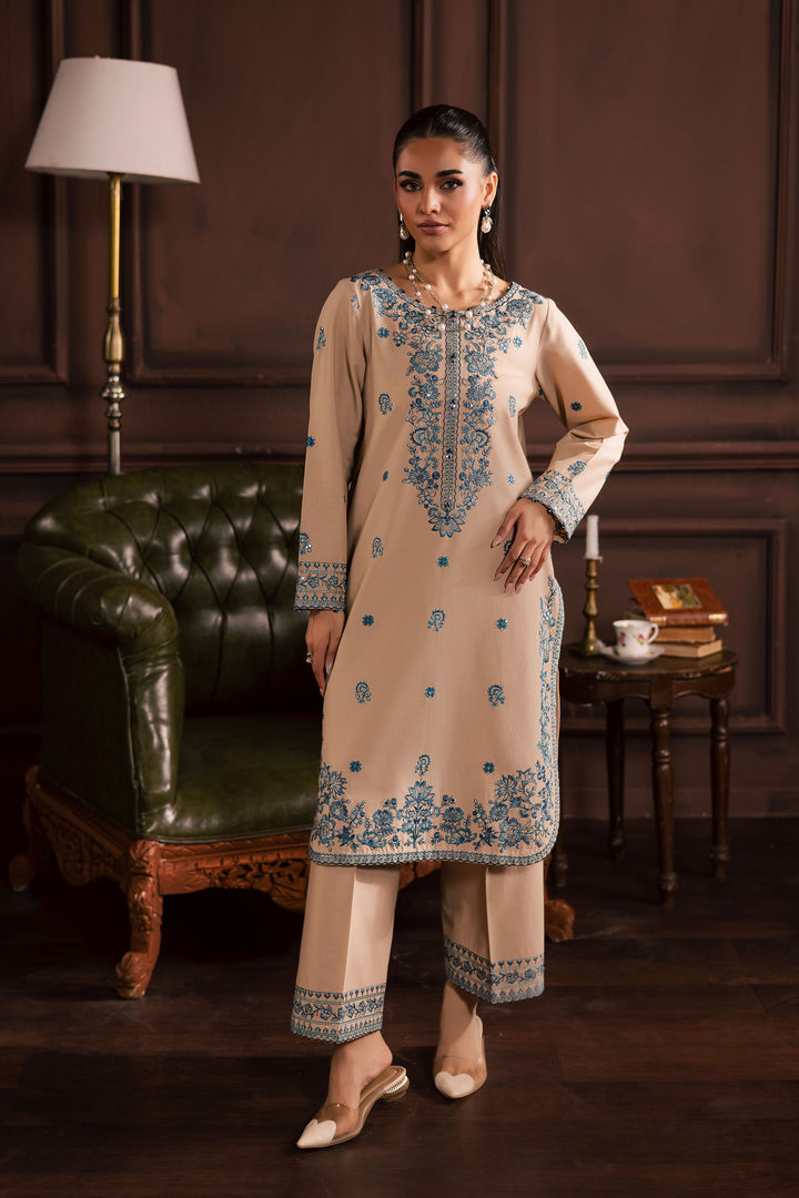  Merry 2Pc - Embroidered Khaddar Dress BATIK WINTER PRET 2025  BATIK   XS / Beige / Khaddar-S / Beige / Khaddar-M / Beige / Khaddar-L / Beige / Khaddar-XL / Beige / Khaddar