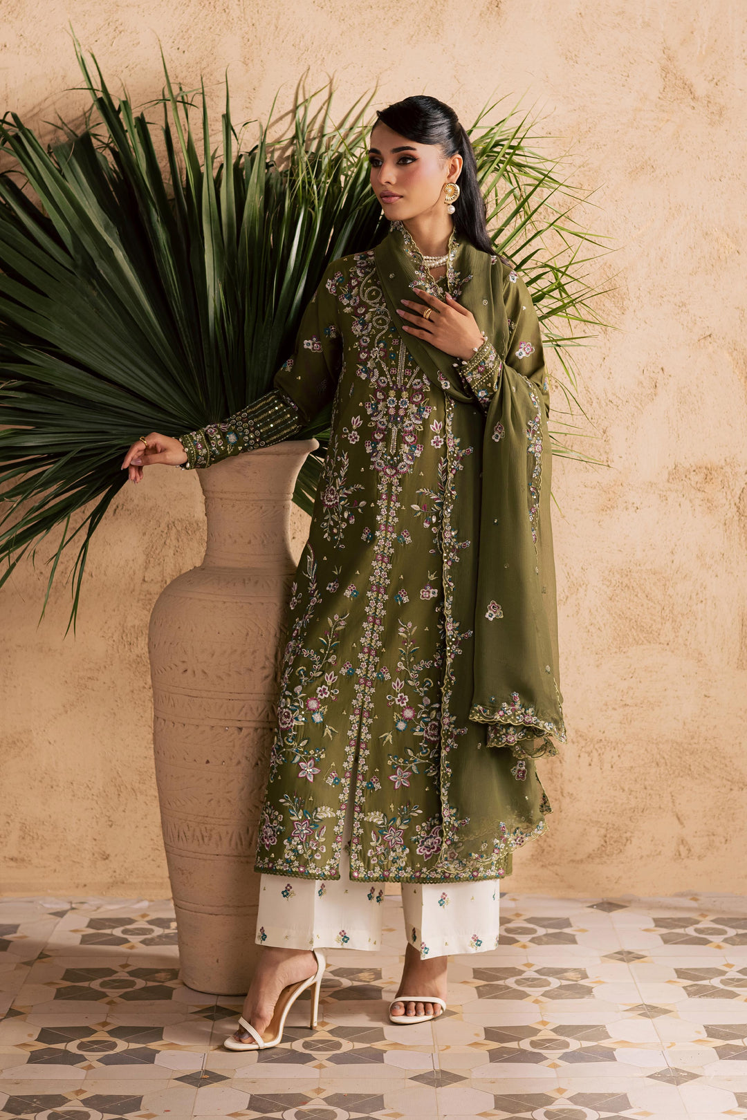  Meshal 3Pc - Embroidered Festive Pret BATIKSS26  BATIK   XS / Army Green / Pima-S / Army Green / Pima-M / Army Green / Pima-L / Army Green / Pima-XL / Army Green / Pima