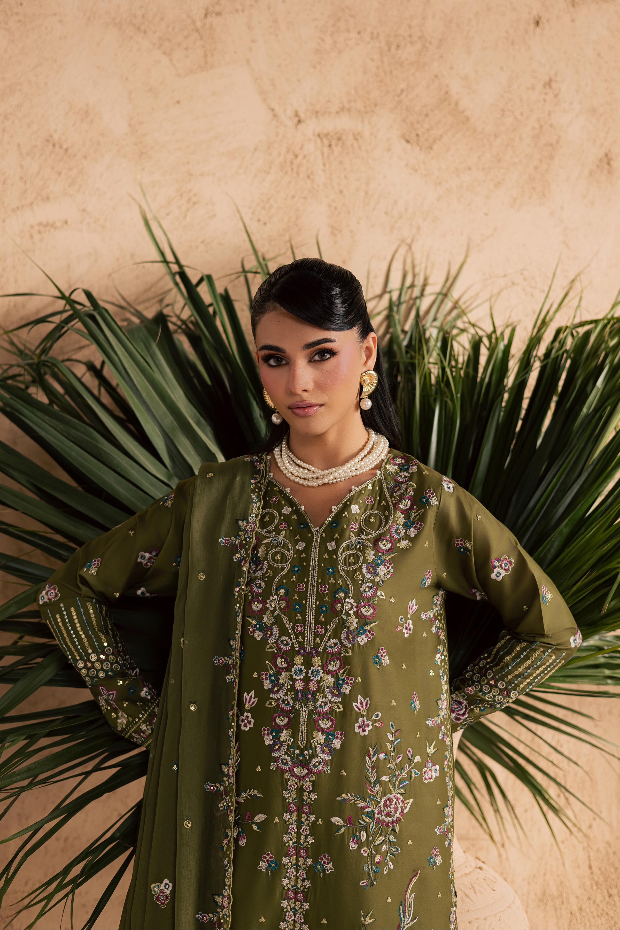  Meshal 3Pc - Embroidered Festive Pret BATIKSS26  BATIK   XS / Army Green / Pima-S / Army Green / Pima-M / Army Green / Pima-L / Army Green / Pima-XL / Army Green / Pima
