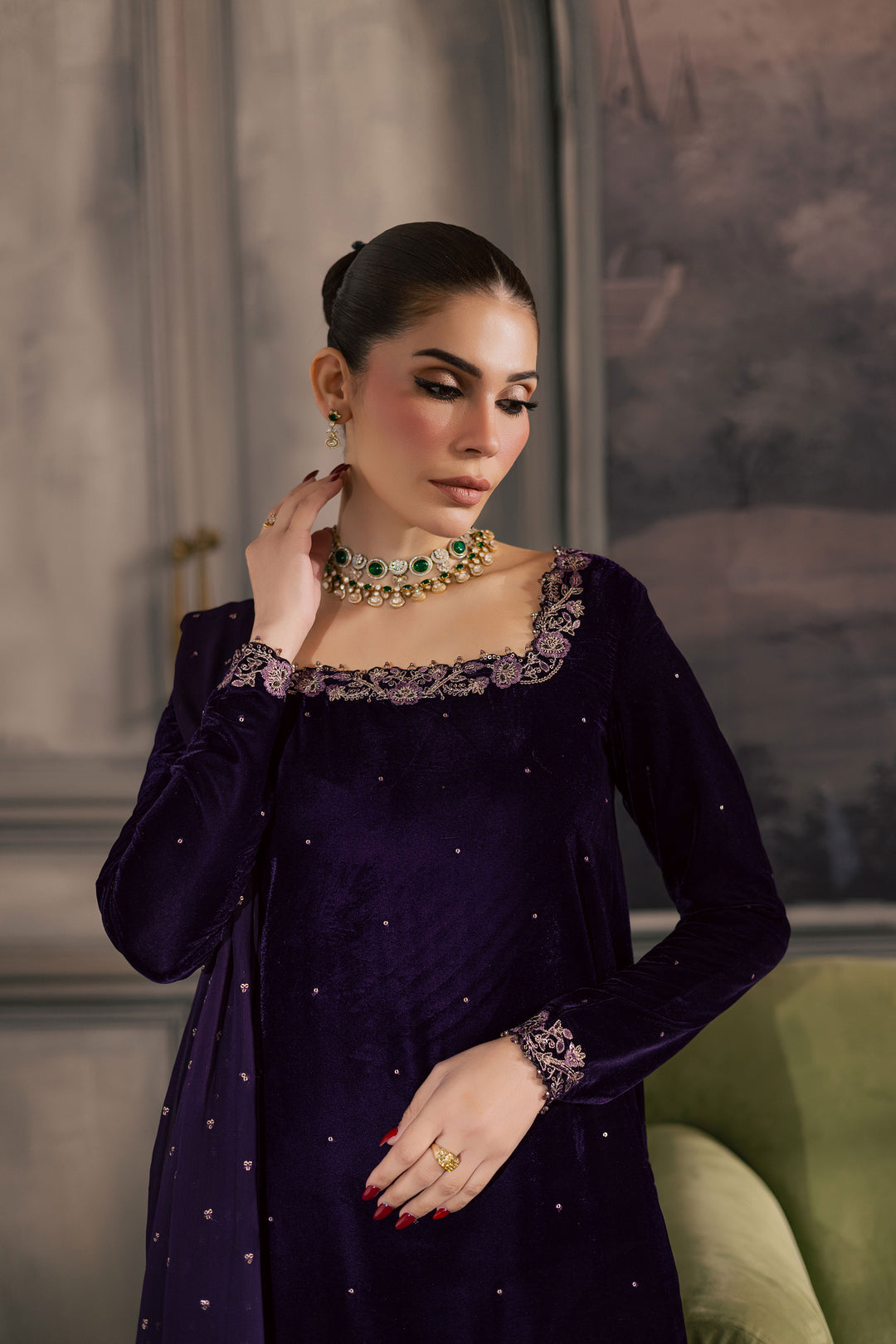  Midnight Purple 3Pc - Velvet Luxe Pret BATIKLuxePRET2025  BATIK   XS / Purple / Velvet-S / Purple / Velvet-M / Purple / Velvet-L / Purple / Velvet-XL / Purple / Velvet