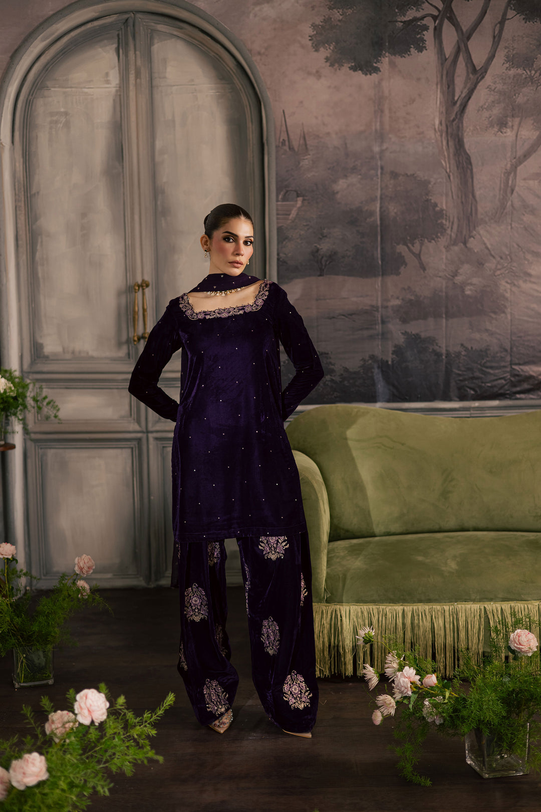  Midnight Purple 3Pc - Velvet Luxe Pret BATIKLuxePRET2025  BATIK   XS / Purple / Velvet-S / Purple / Velvet-M / Purple / Velvet-L / Purple / Velvet-XL / Purple / Velvet