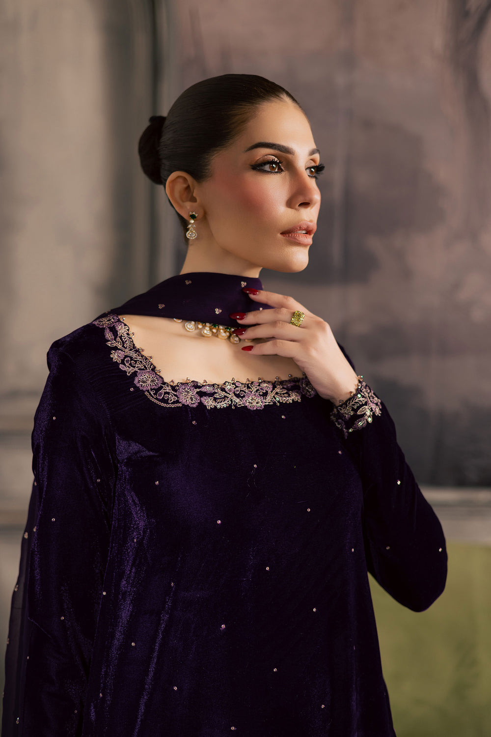  Midnight Purple 3Pc - Velvet Luxe Pret BATIKLuxePRET2025  BATIK   XS / Purple / Velvet-S / Purple / Velvet-M / Purple / Velvet-L / Purple / Velvet-XL / Purple / Velvet