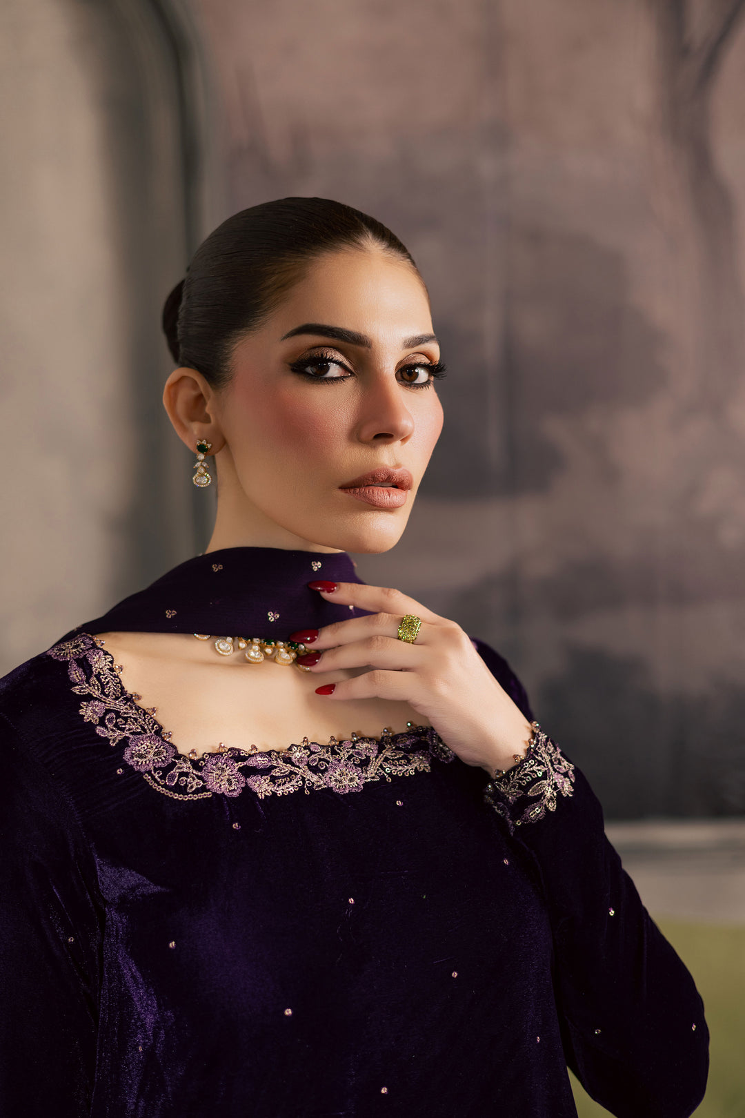  Midnight Purple 3Pc - Velvet Luxe Pret BATIKLuxePRET2025  BATIK   XS / Purple / Velvet-S / Purple / Velvet-M / Purple / Velvet-L / Purple / Velvet-XL / Purple / Velvet