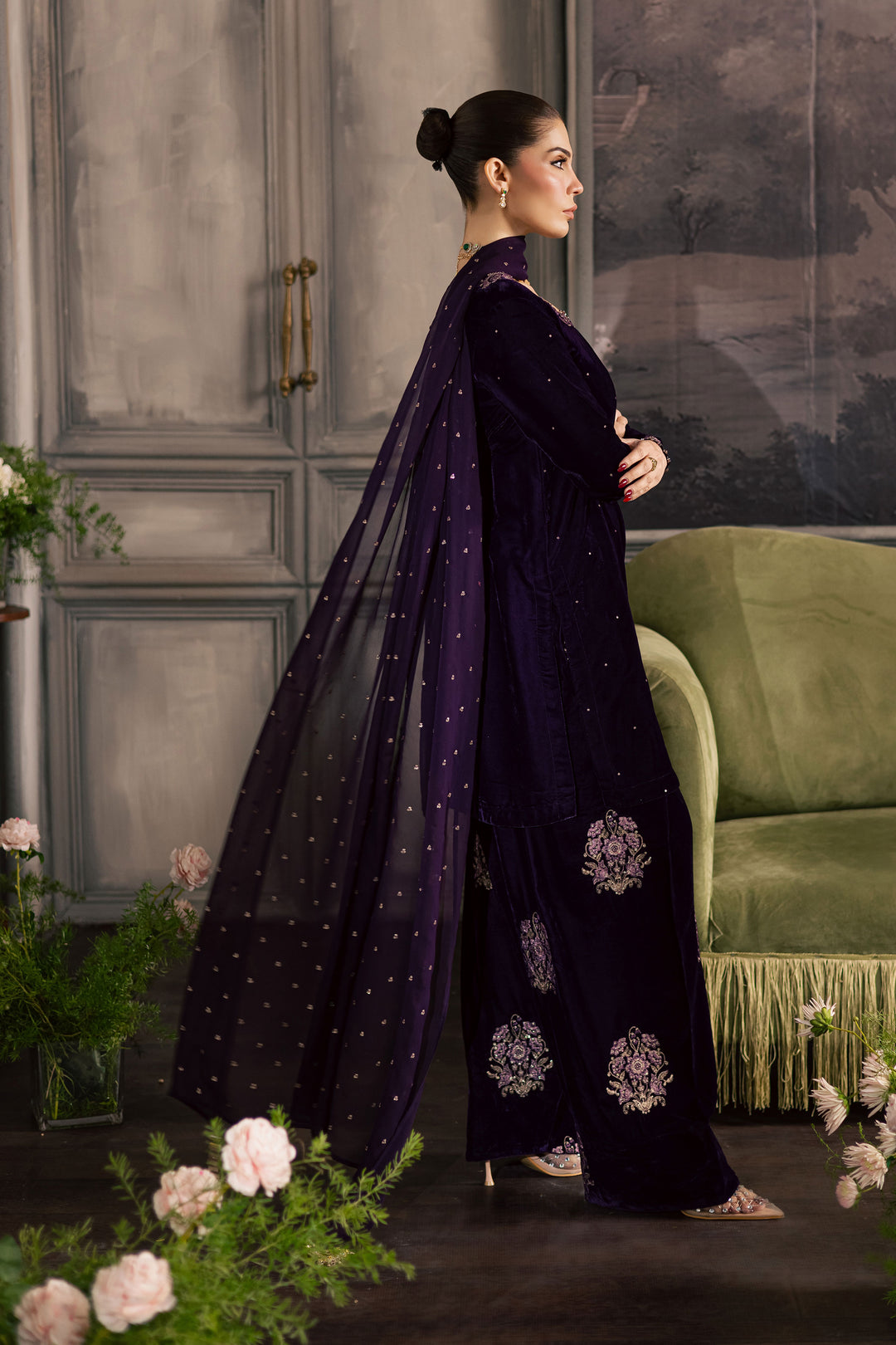  Midnight Purple 3Pc - Velvet Luxe Pret BATIKLuxePRET2025  BATIK   XS / Purple / Velvet-S / Purple / Velvet-M / Purple / Velvet-L / Purple / Velvet-XL / Purple / Velvet