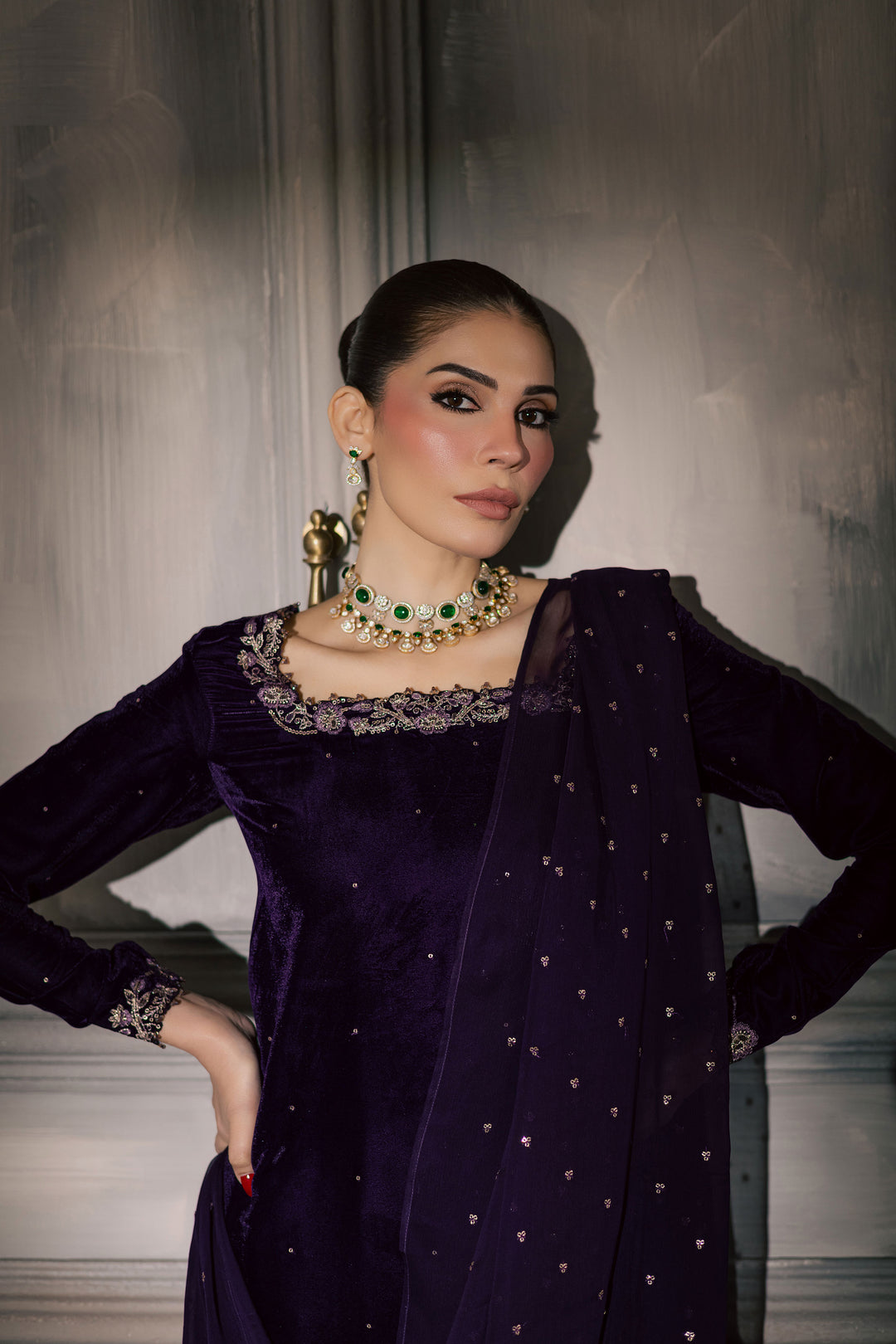  Midnight Purple 3Pc - Velvet Luxe Pret BATIKLuxePRET2025  BATIK   XS / Purple / Velvet-S / Purple / Velvet-M / Purple / Velvet-L / Purple / Velvet-XL / Purple / Velvet