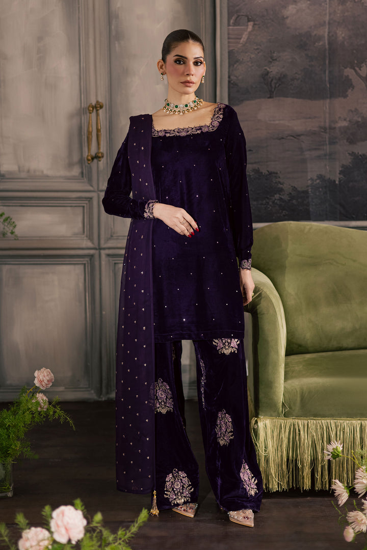  Midnight Purple 3Pc - Velvet Luxe Pret BATIKLuxePRET2025  BATIK   XS / Purple / Velvet-S / Purple / Velvet-M / Purple / Velvet-L / Purple / Velvet-XL / Purple / Velvet