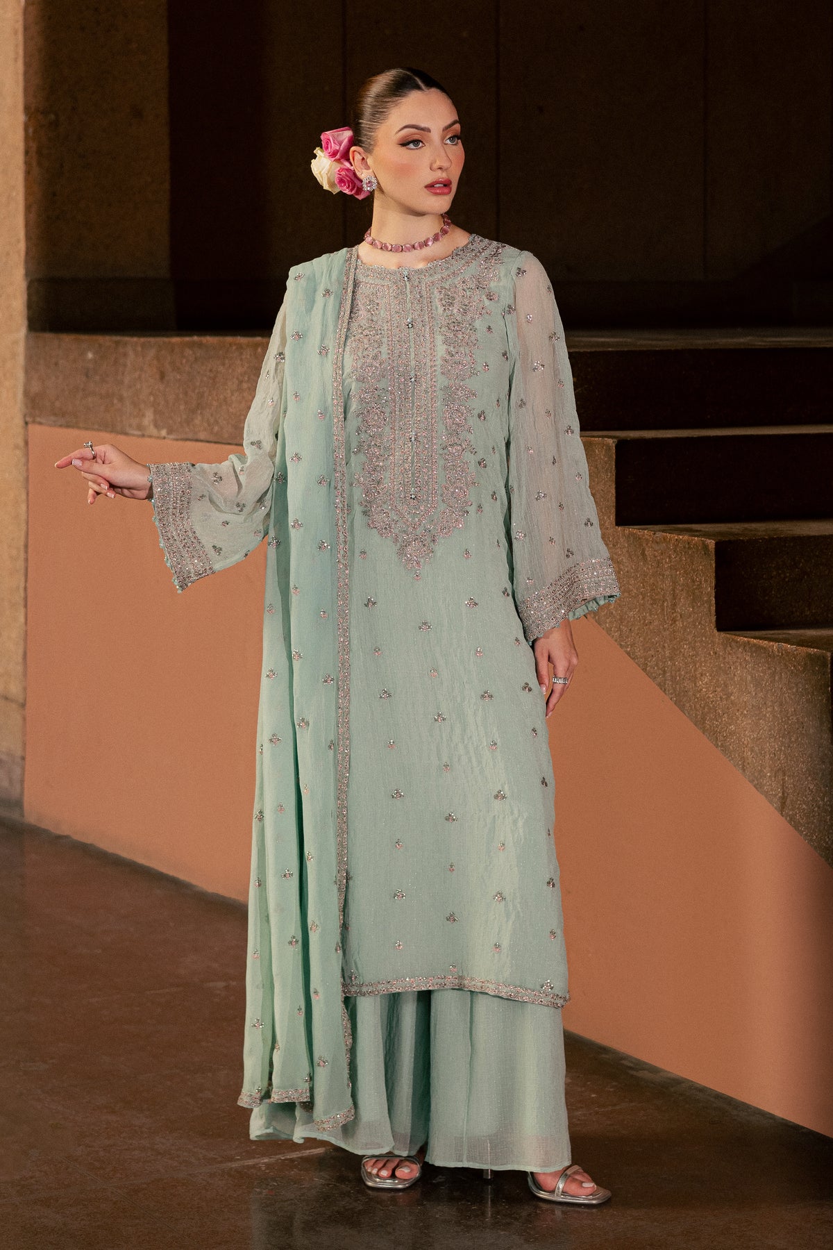Mikami 3Pc - Festive Luxe Pret BATIKLUXOCT26  BATIK   XS / Ice Blue / Crinkle Broshia