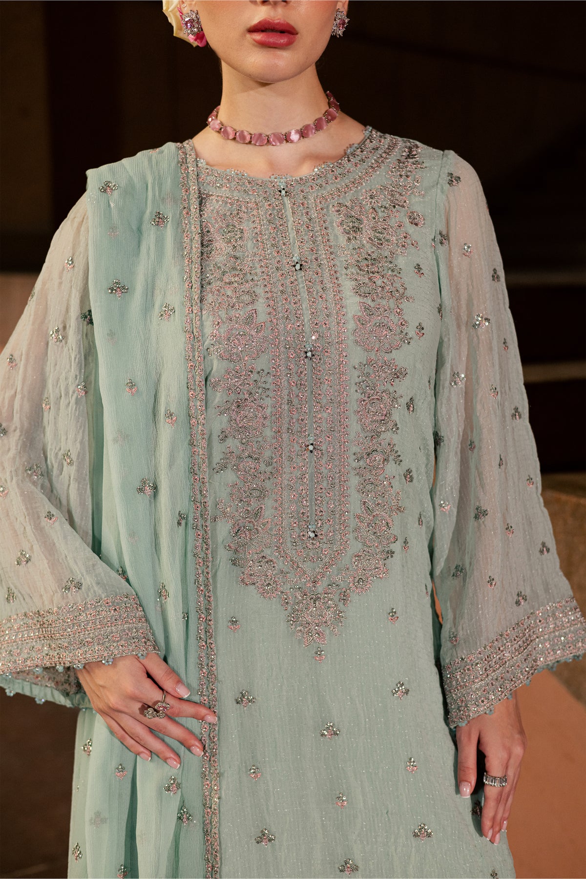 Mikami 3Pc - Festive Luxe Pret BATIKLUXOCT26  BATIK   XS / Ice Blue / Crinkle Broshia