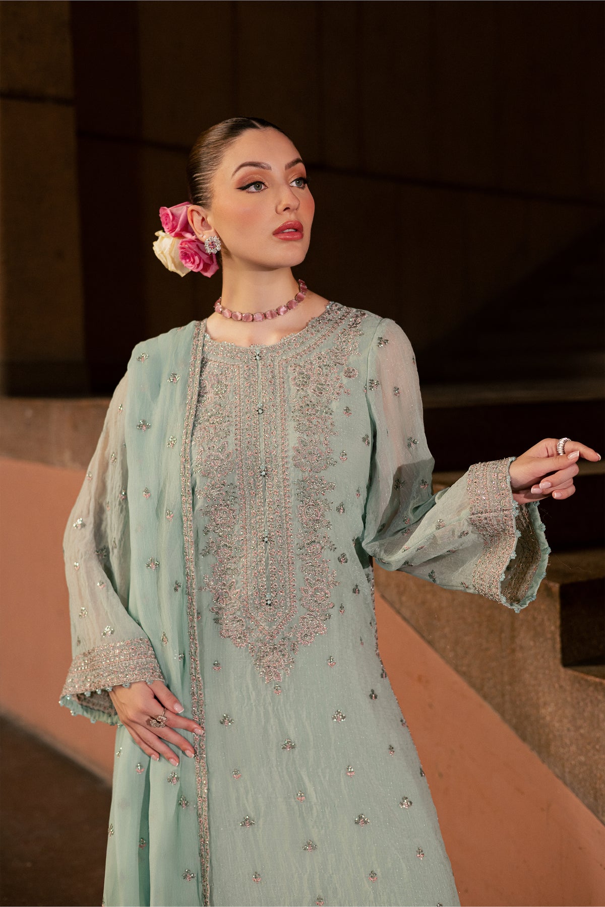Mikami 3Pc - Festive Luxe Pret BATIKLUXOCT26  BATIK   XS / Ice Blue / Crinkle Broshia