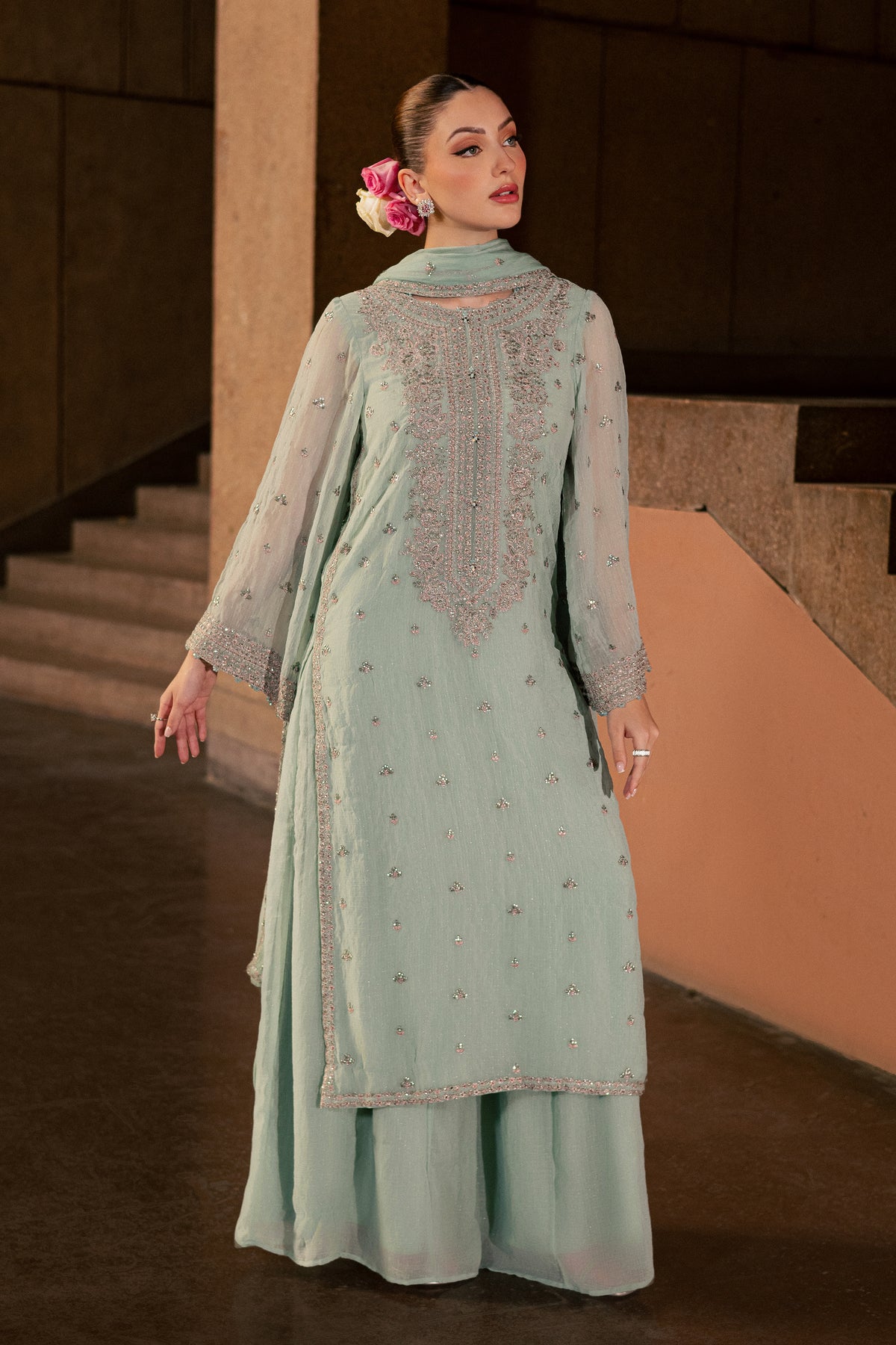 Mikami 3Pc - Festive Luxe Pret BATIKLUXOCT26  BATIK   XS / Ice Blue / Crinkle Broshia
