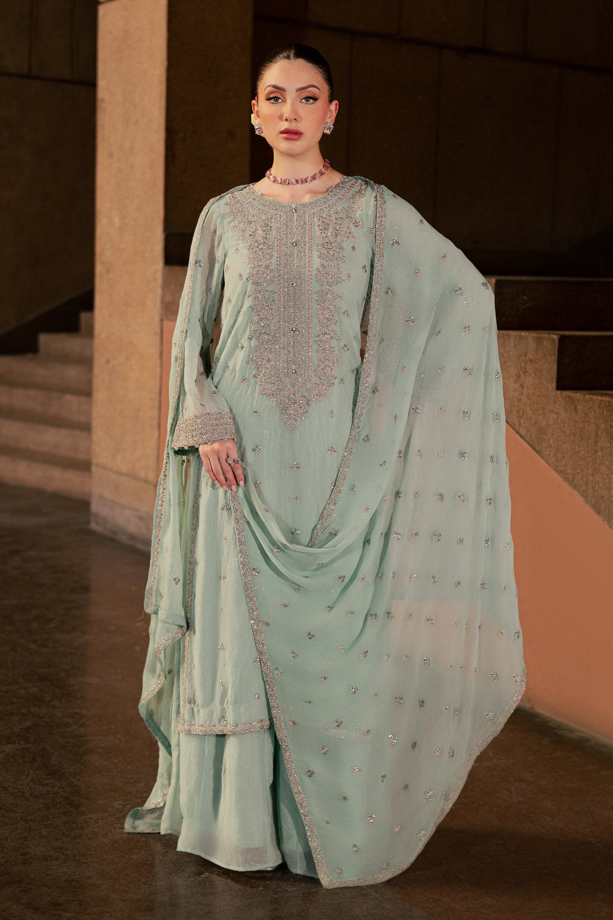 Mikami 3Pc - Festive Luxe Pret BATIKLUXOCT26  BATIK   XS / Ice Blue / Crinkle Broshia