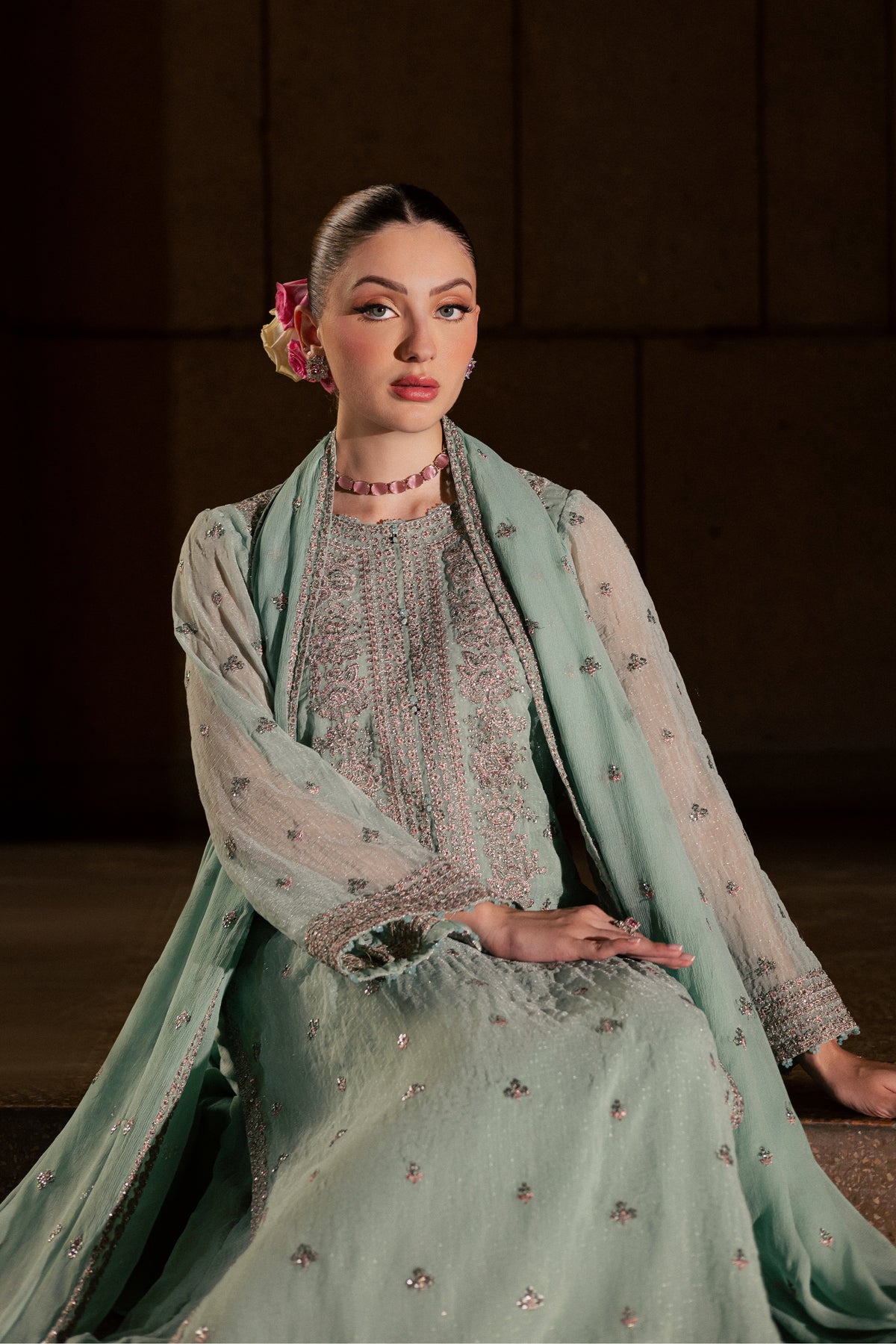 Mikami 3Pc - Festive Luxe Pret BATIKLUXOCT26  BATIK   XS / Ice Blue / Crinkle Broshia