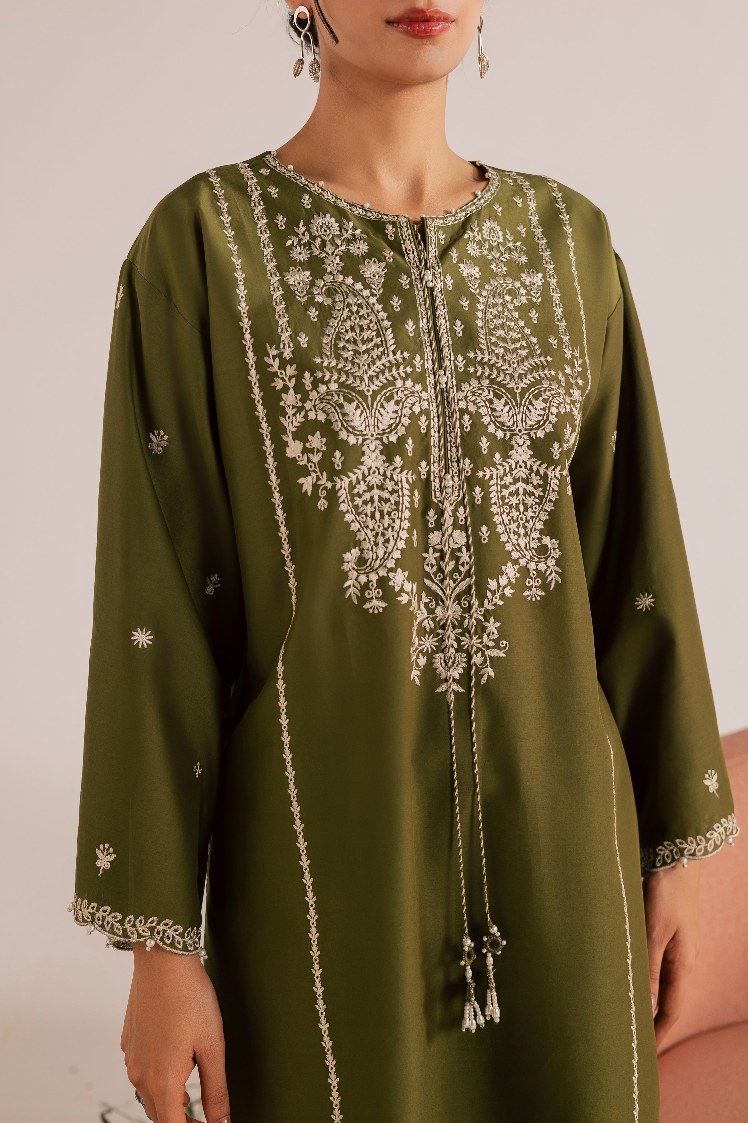  Mina Green 2Pc - Embroidered Lawn Dress EverydayEdit26  BATIK   XS / Army Green / Pima Lawn-S / Army Green / Pima Lawn-M / Army Green / Pima Lawn-L / Army Green / Pima Lawn-XL / Army Green / Pima Lawn