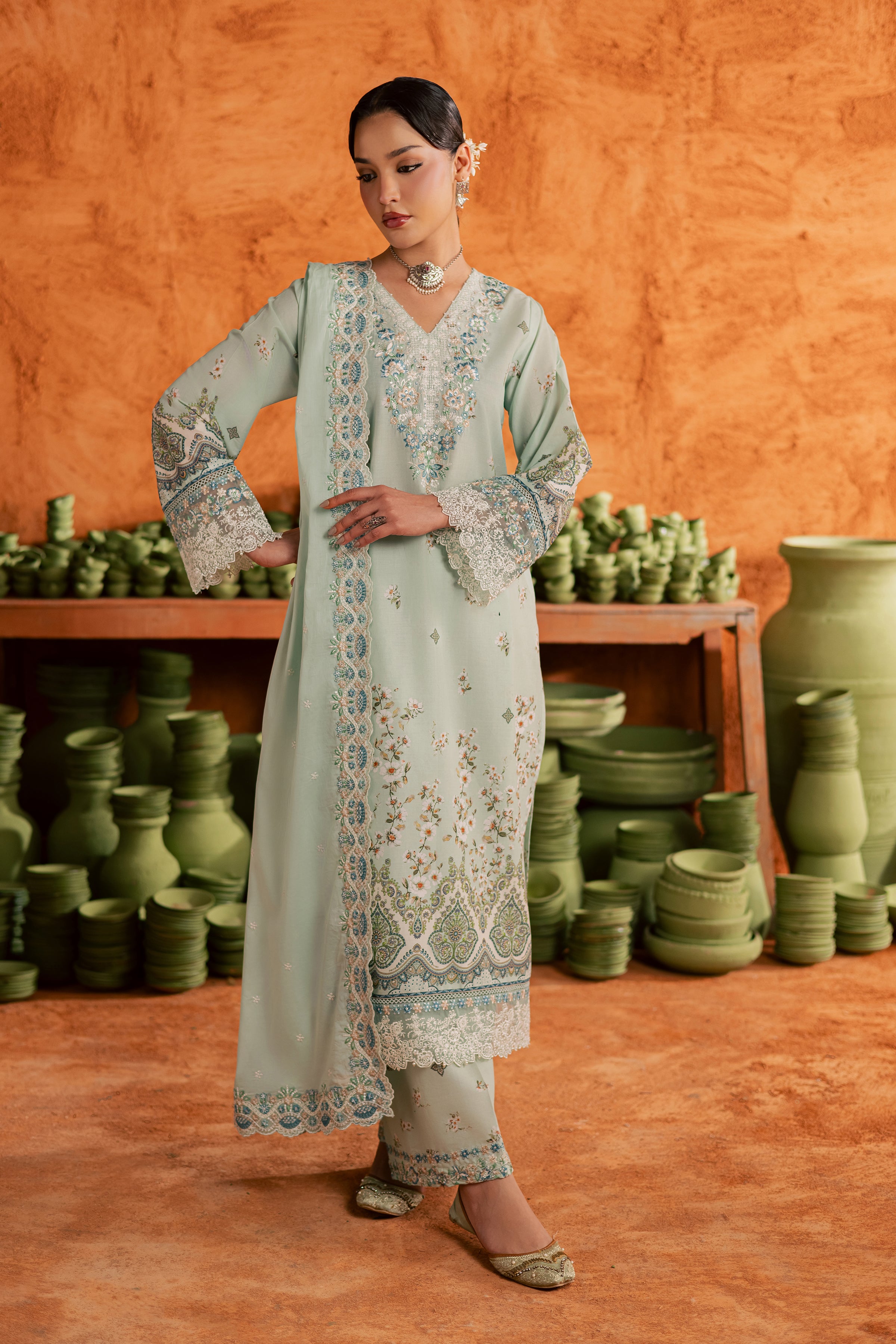  Mint Chip 3Pc - Printed Lawn Dress BATIKEID2026  BATIK   XS / Ice Blue / Lawn-S / Ice Blue / Lawn-M / Ice Blue / Lawn-L / Ice Blue / Lawn-XL / Ice Blue / Lawn