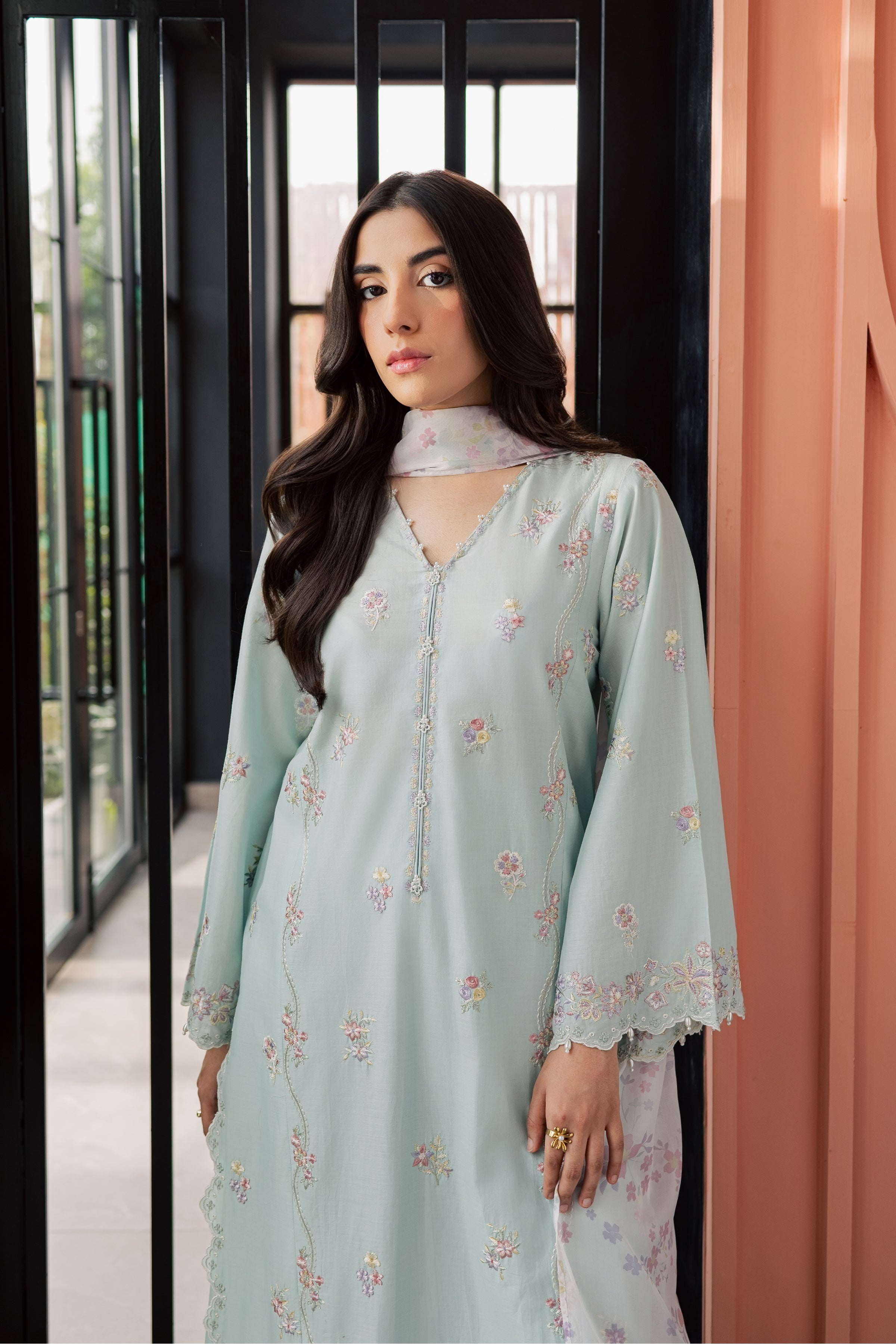Miorah 3Pc - Embroidered Lawn Dress EverydayEdit26  BATIK   XS / Ice Blue / Pima Lawn