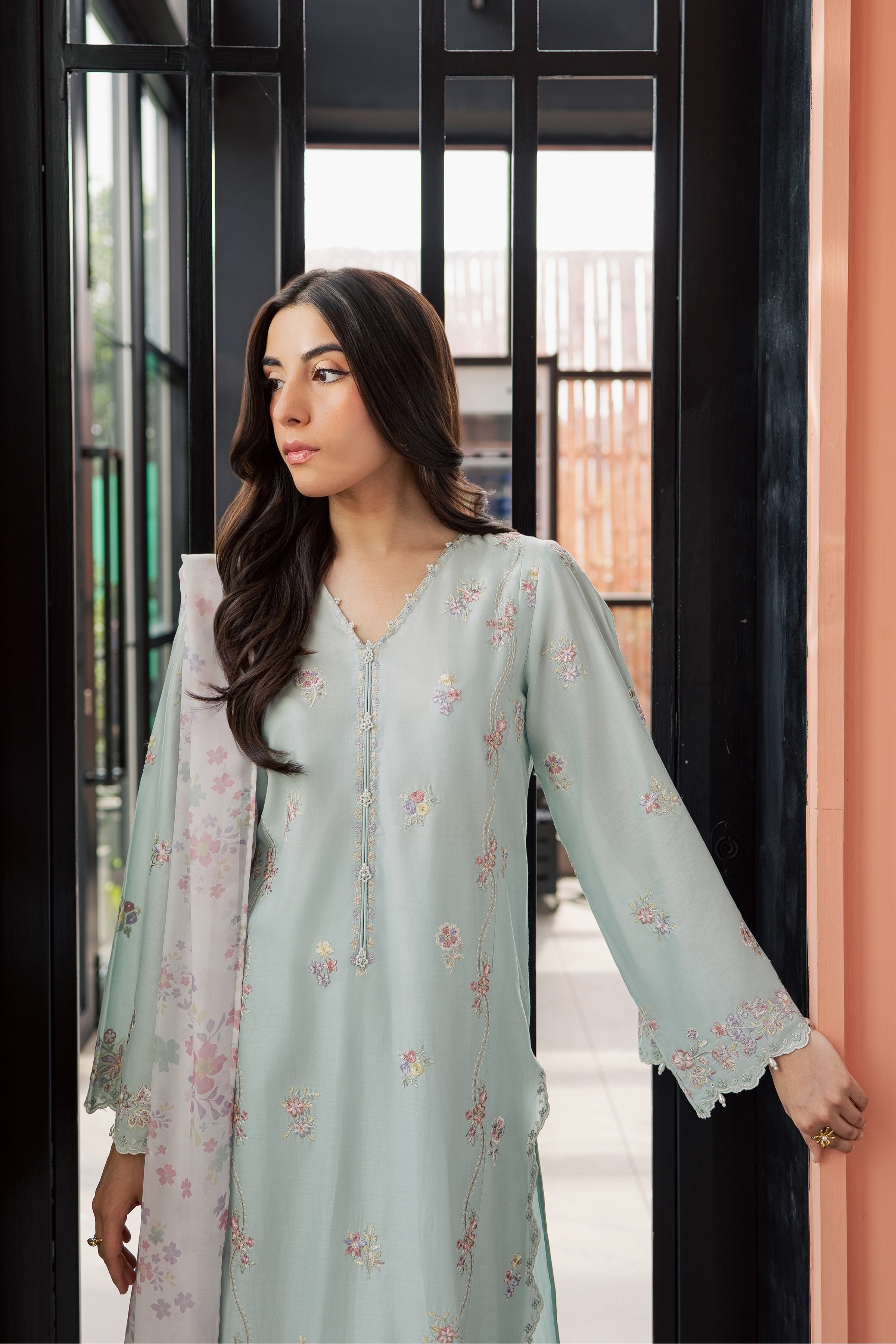 Miorah 3Pc - Embroidered Lawn Dress EverydayEdit26  BATIK   XS / Ice Blue / Pima Lawn
