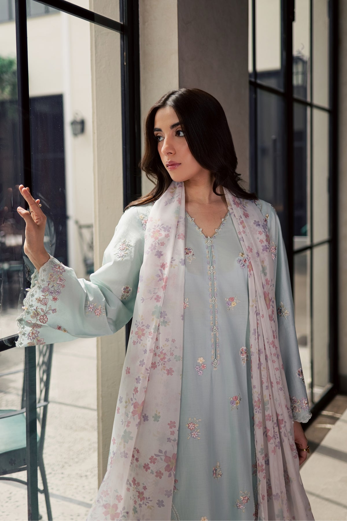Miorah 3Pc - Embroidered Lawn Dress EverydayEdit26  BATIK   XS / Ice Blue / Pima Lawn