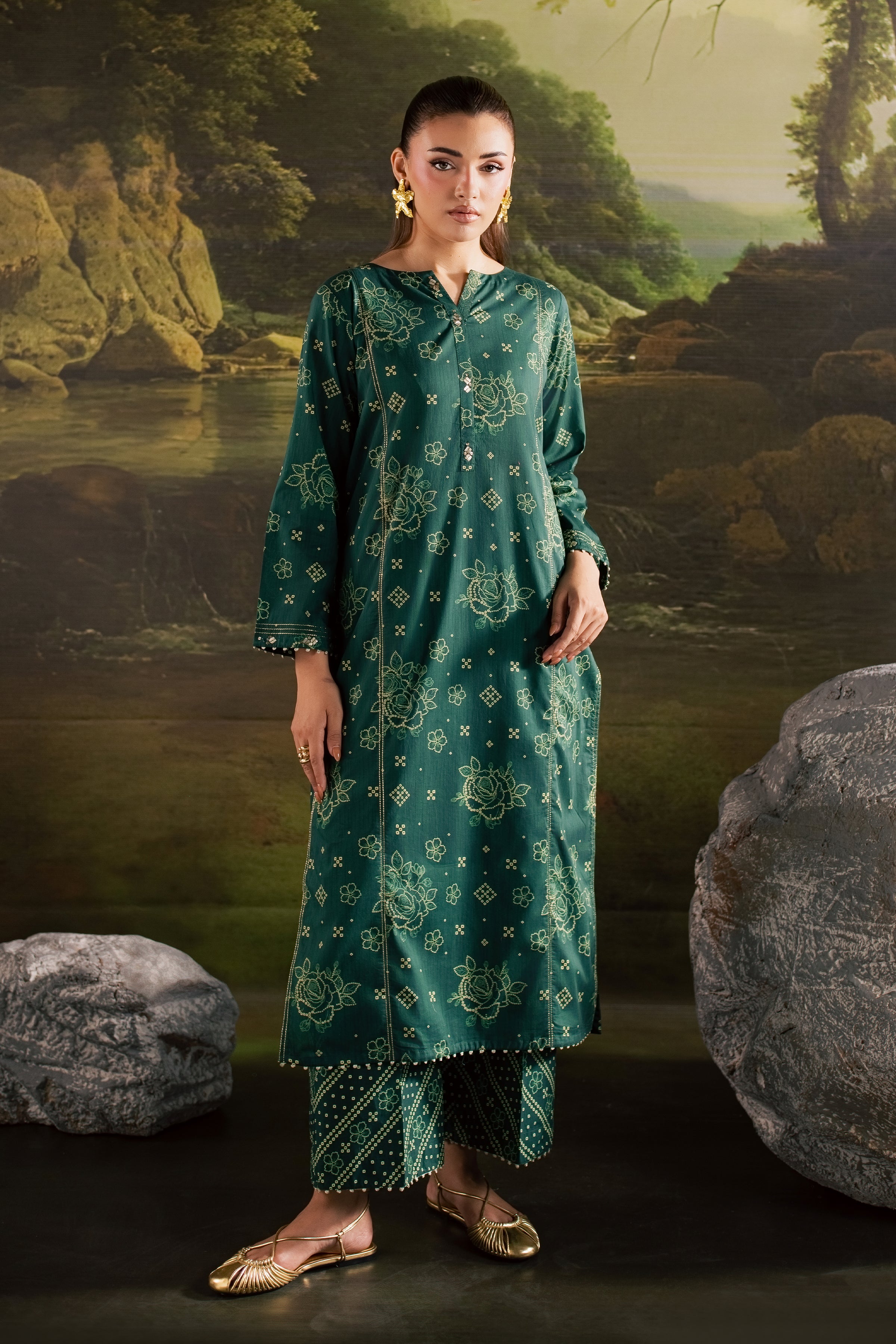  Moonsoon 2Pc - Printed Lawn Dress BATIKSS26  BATIK   XS / Bottle Green / Lawn-S / Bottle Green / Lawn-M / Bottle Green / Lawn-L / Bottle Green / Lawn-XL / Bottle Green / Lawn